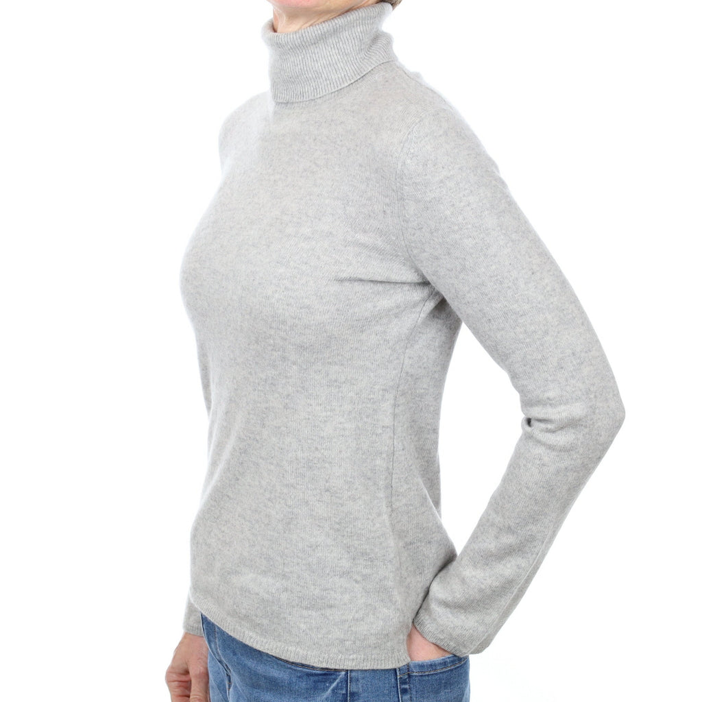 Smoke Grey Cashmere Polo Neck Jumper Small