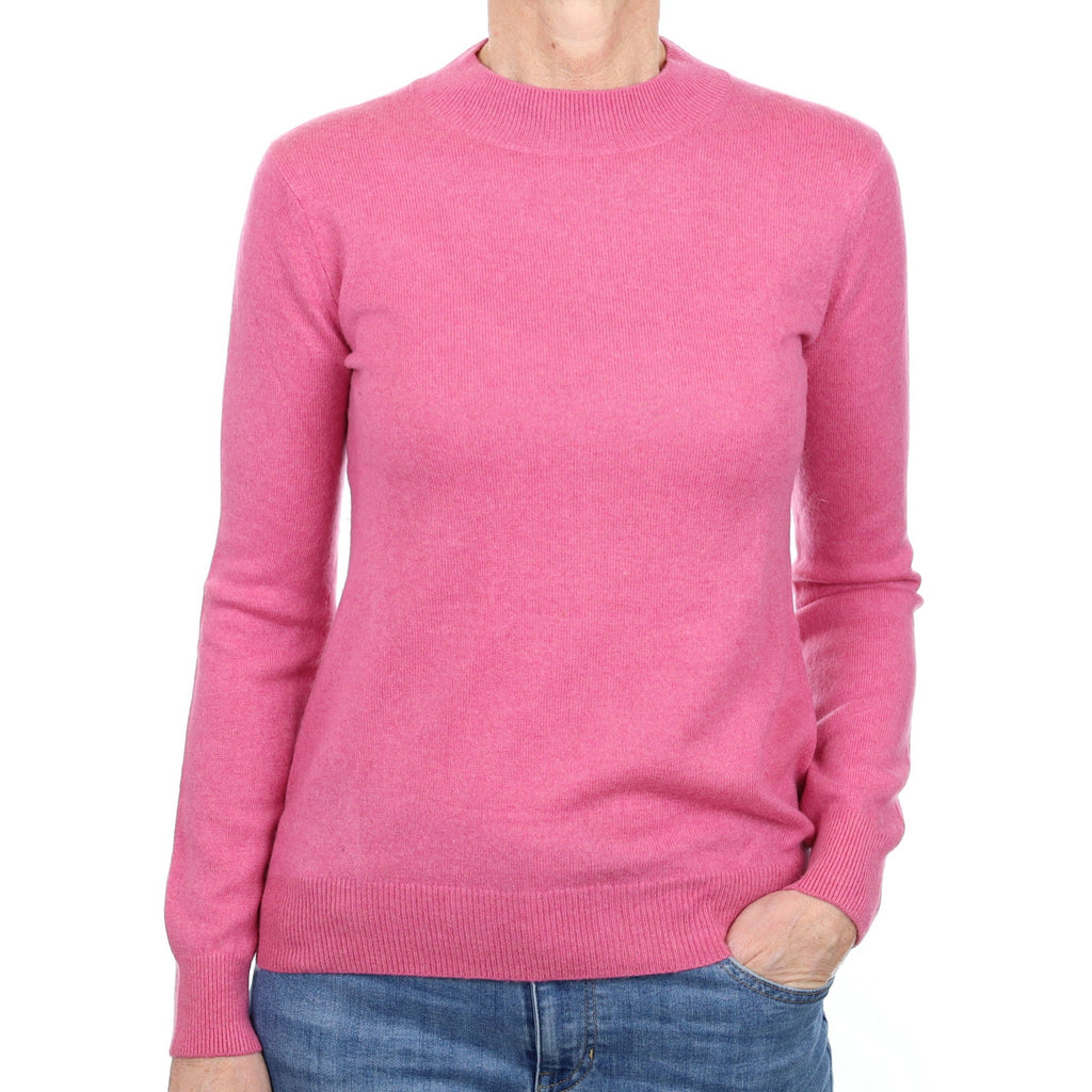 Sweet Pea Pink Cashmere Turtle Neck Jumper Small
