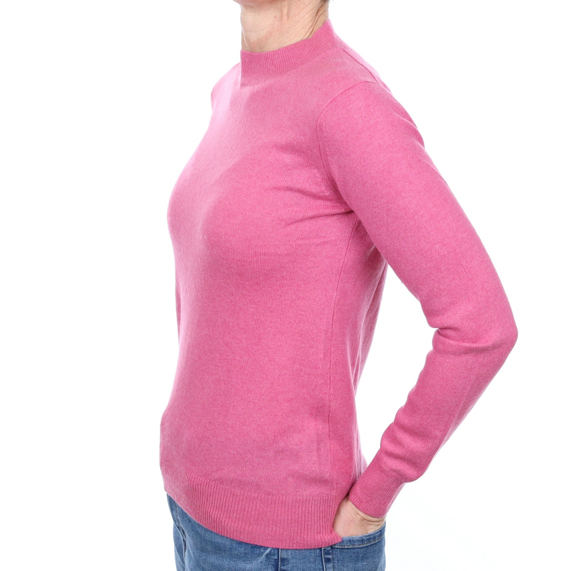 Sweet Pea Pink Cashmere Turtle Neck Jumper Small