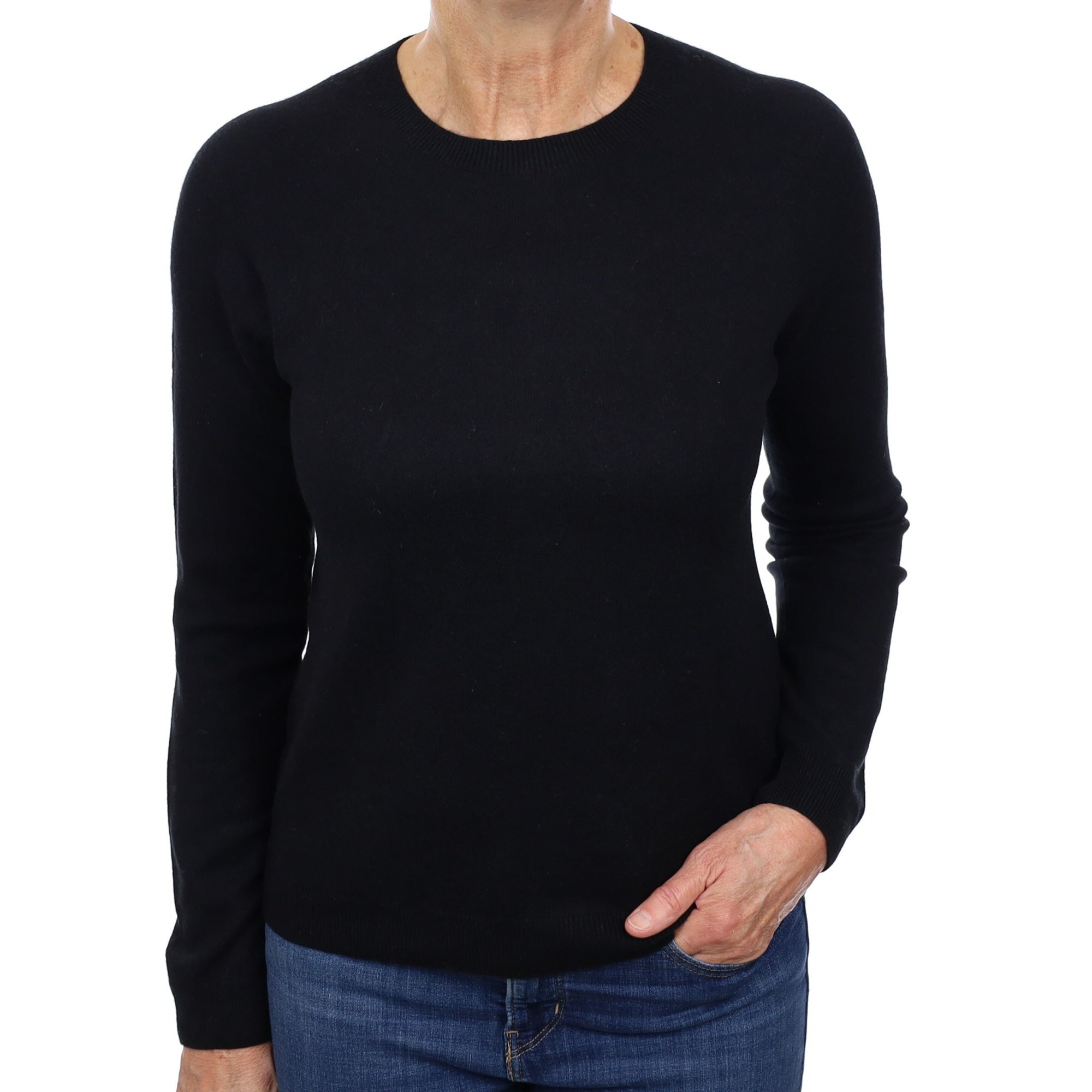 Black Cashmere Crew Neck Jumper Medium