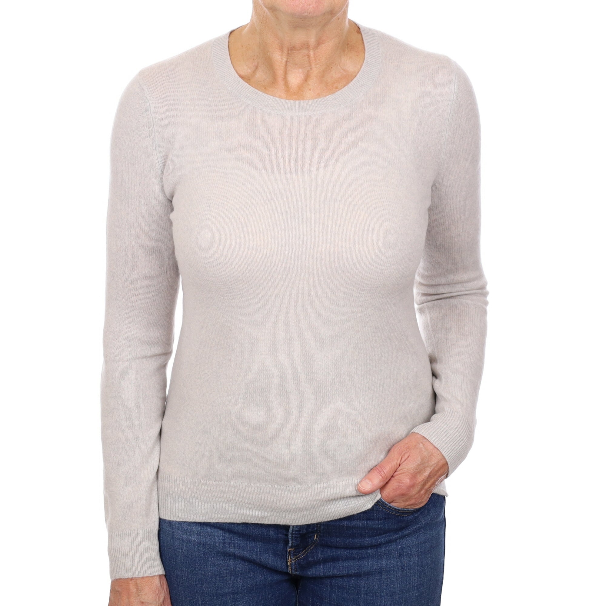 Frost Grey Cashmere Crew Neck Jumper Medium