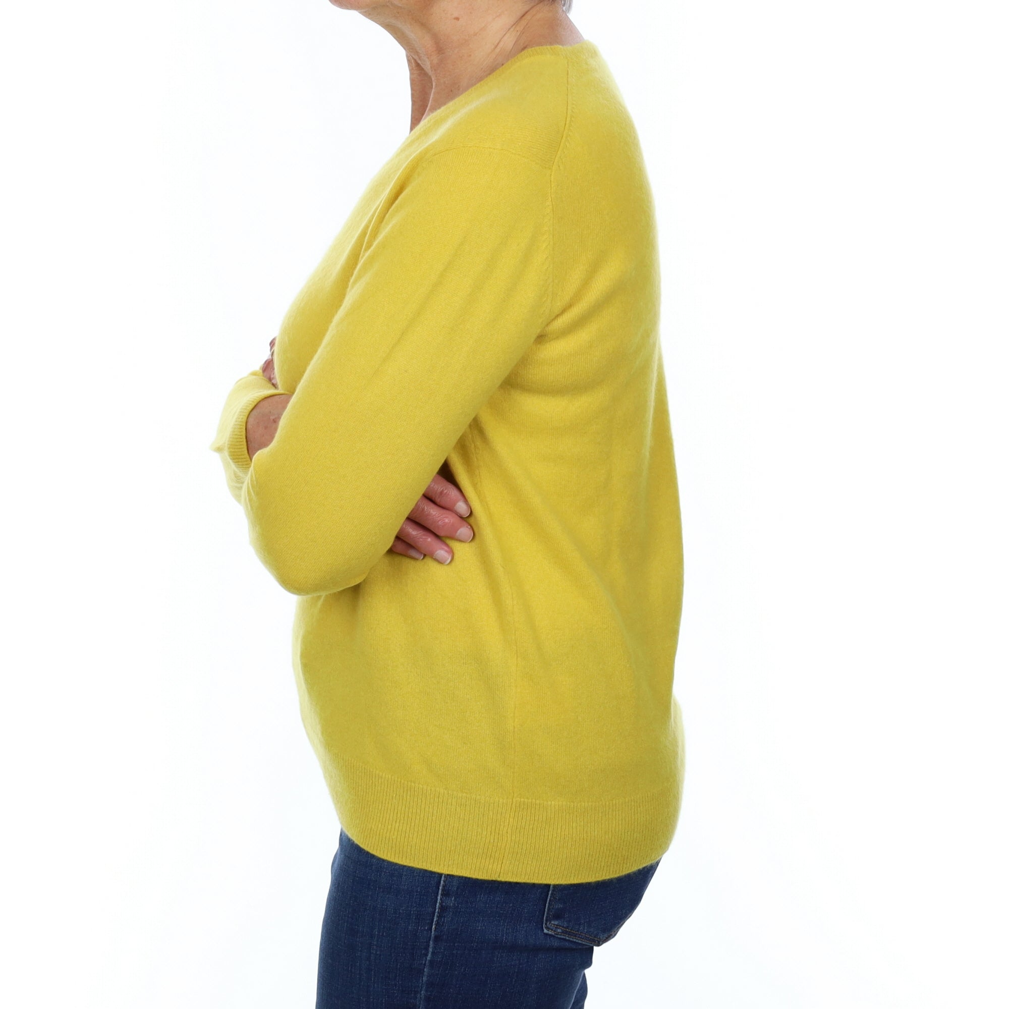 Sunshine Yellow Cashmere V Neck Jumper Medium