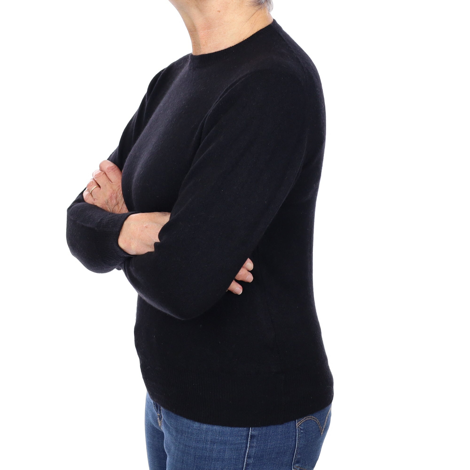 Black Cashmere Crew Neck Jumper Medium