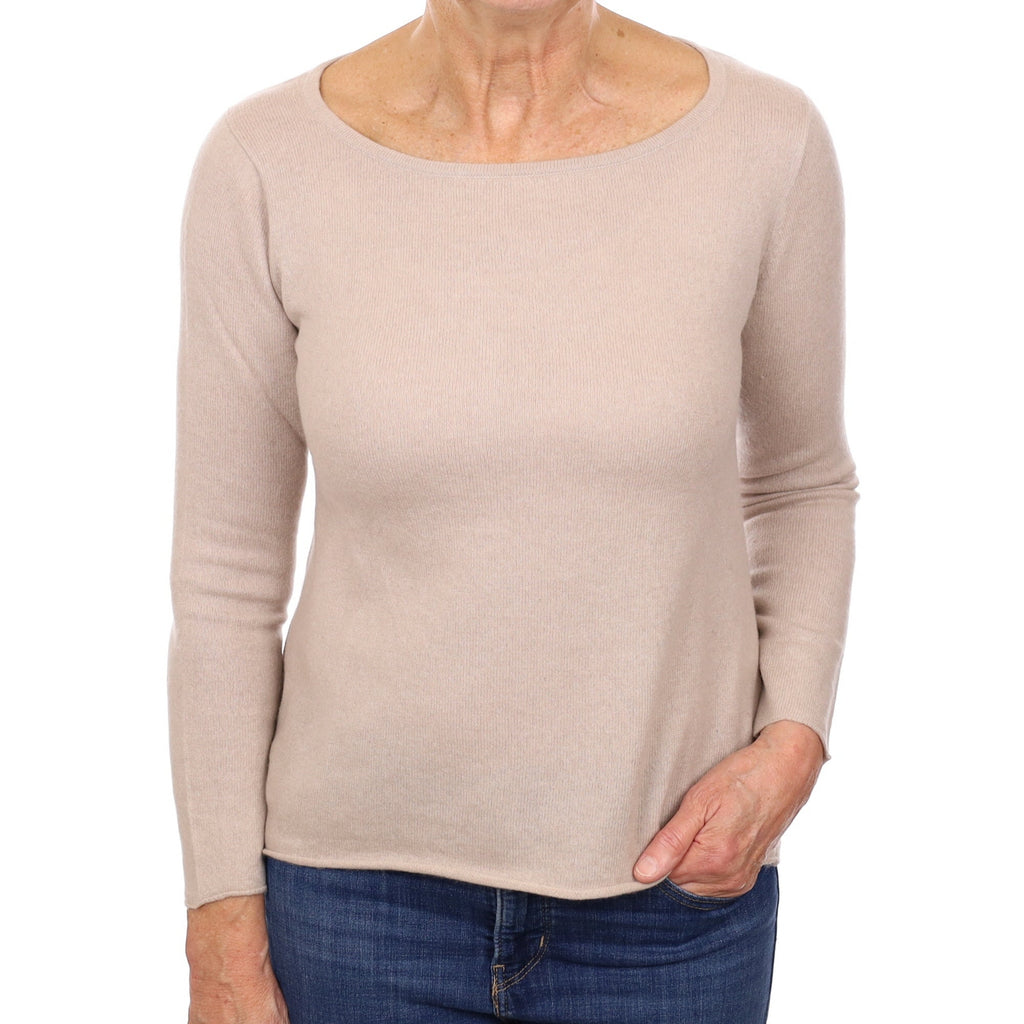 Fawn Cashmere Wide Crew Neck Jumper Medium