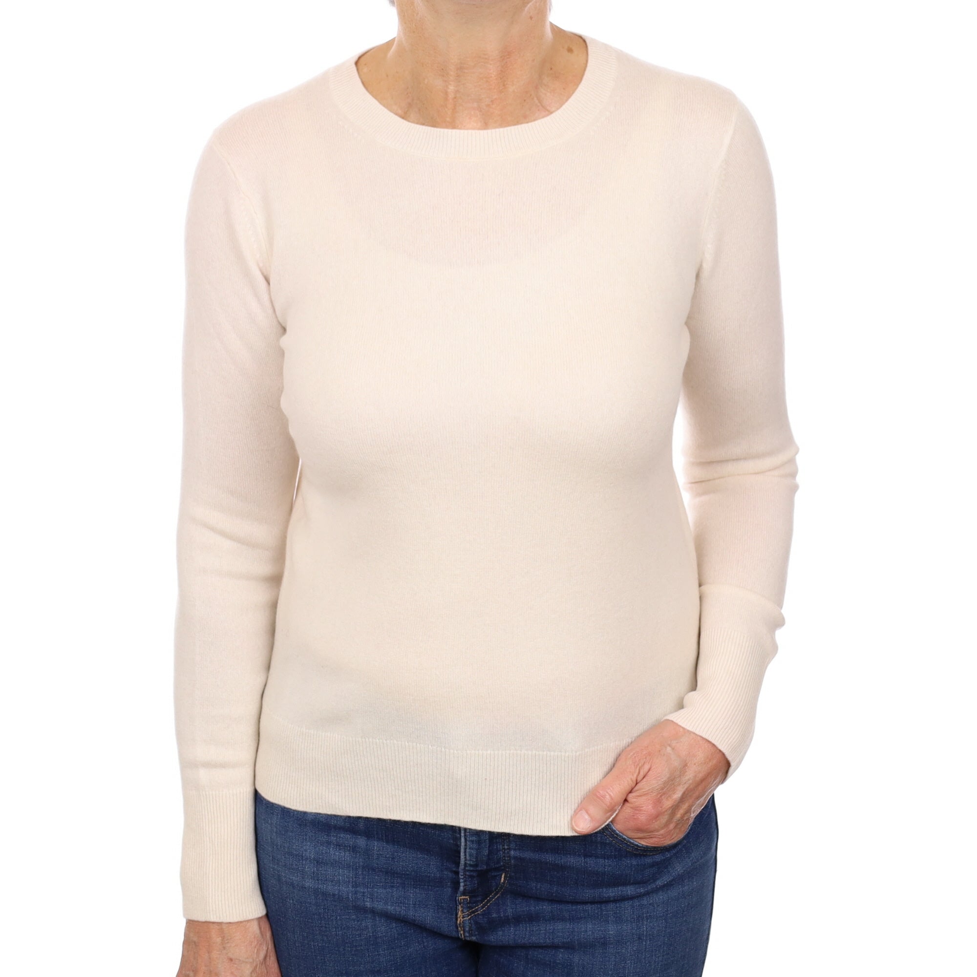 Vanilla Cream Cashmere Crew Neck Jumper Medium