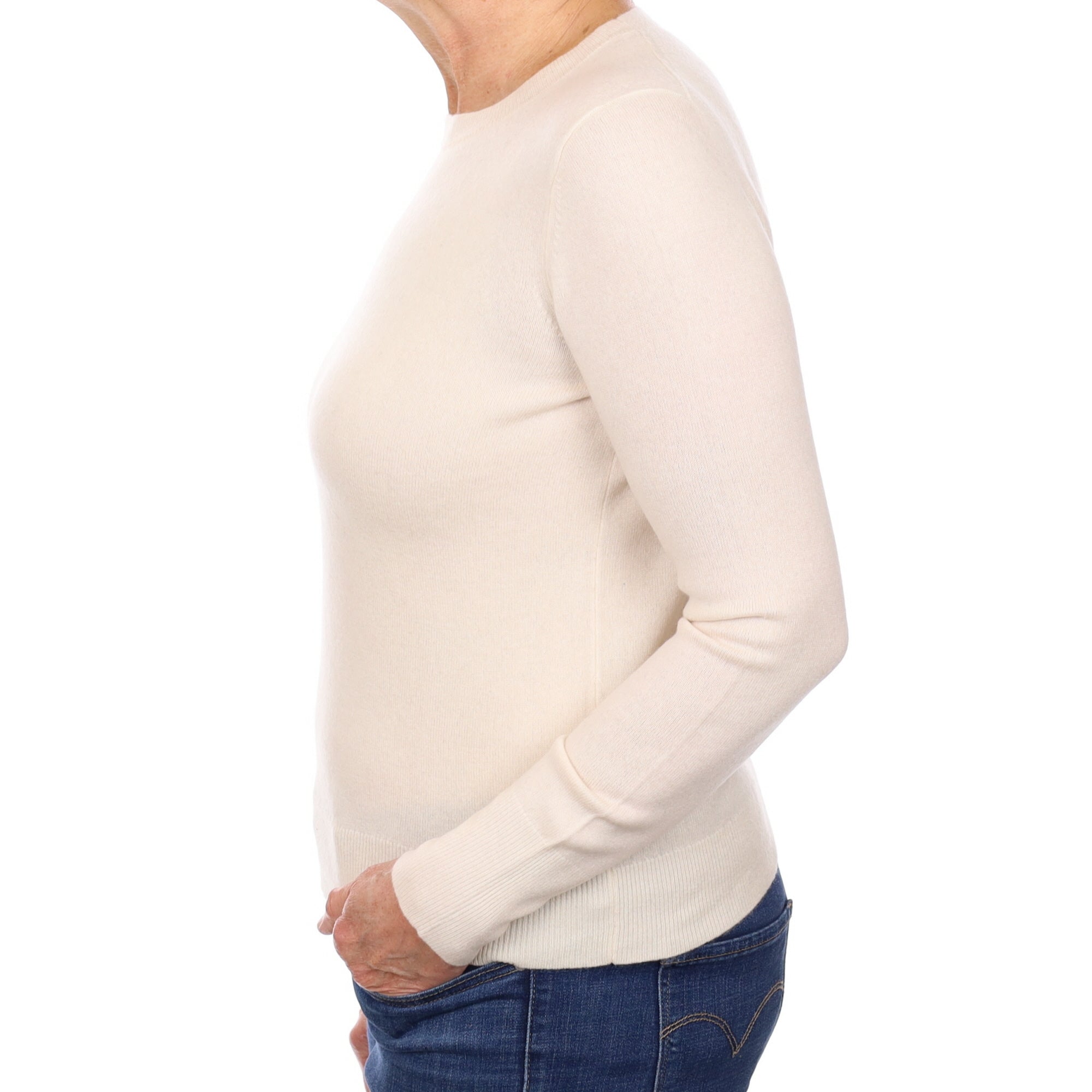 Vanilla Cream Cashmere Crew Neck Jumper Medium