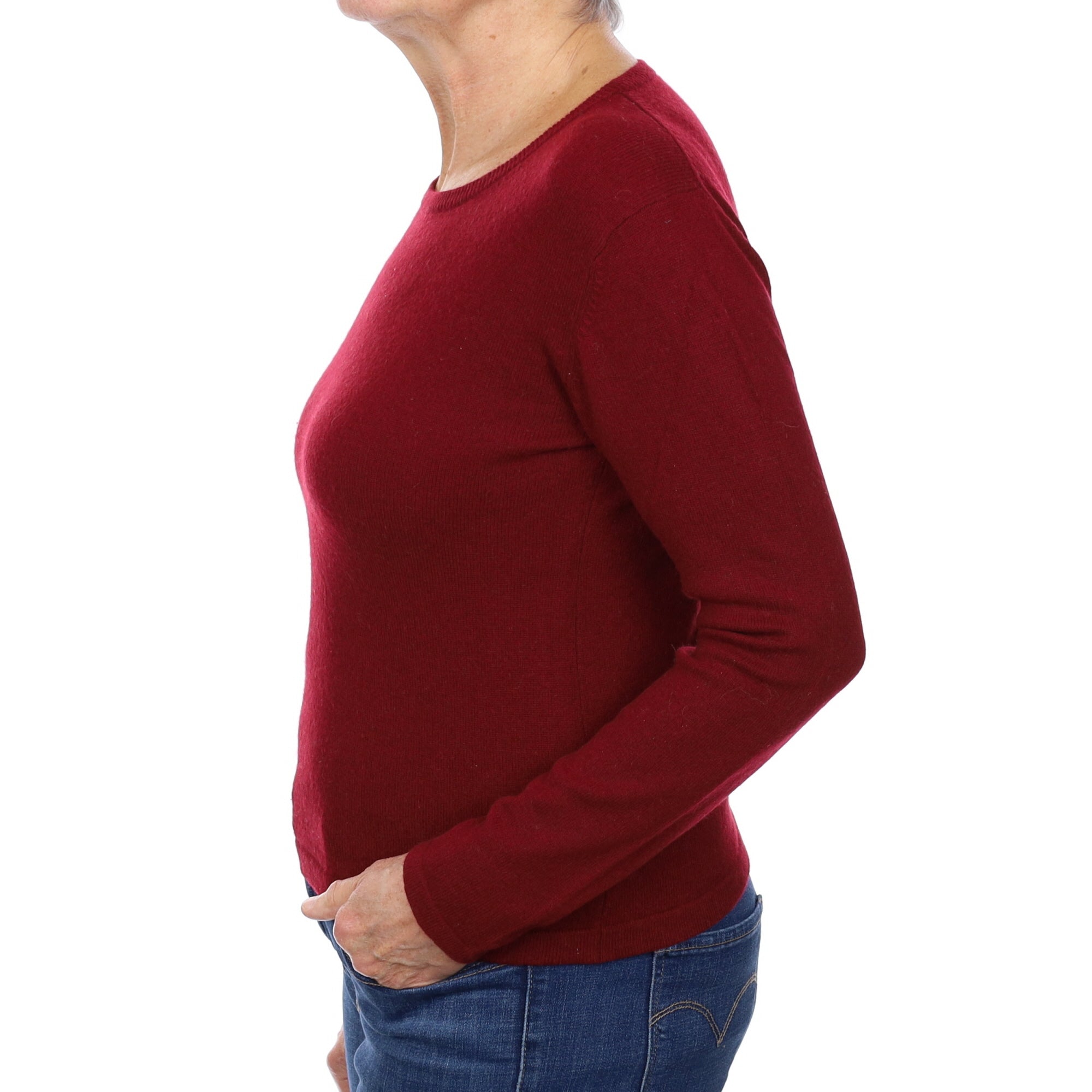 Wine Red Cashmere Crew Neck Jumper Medium
