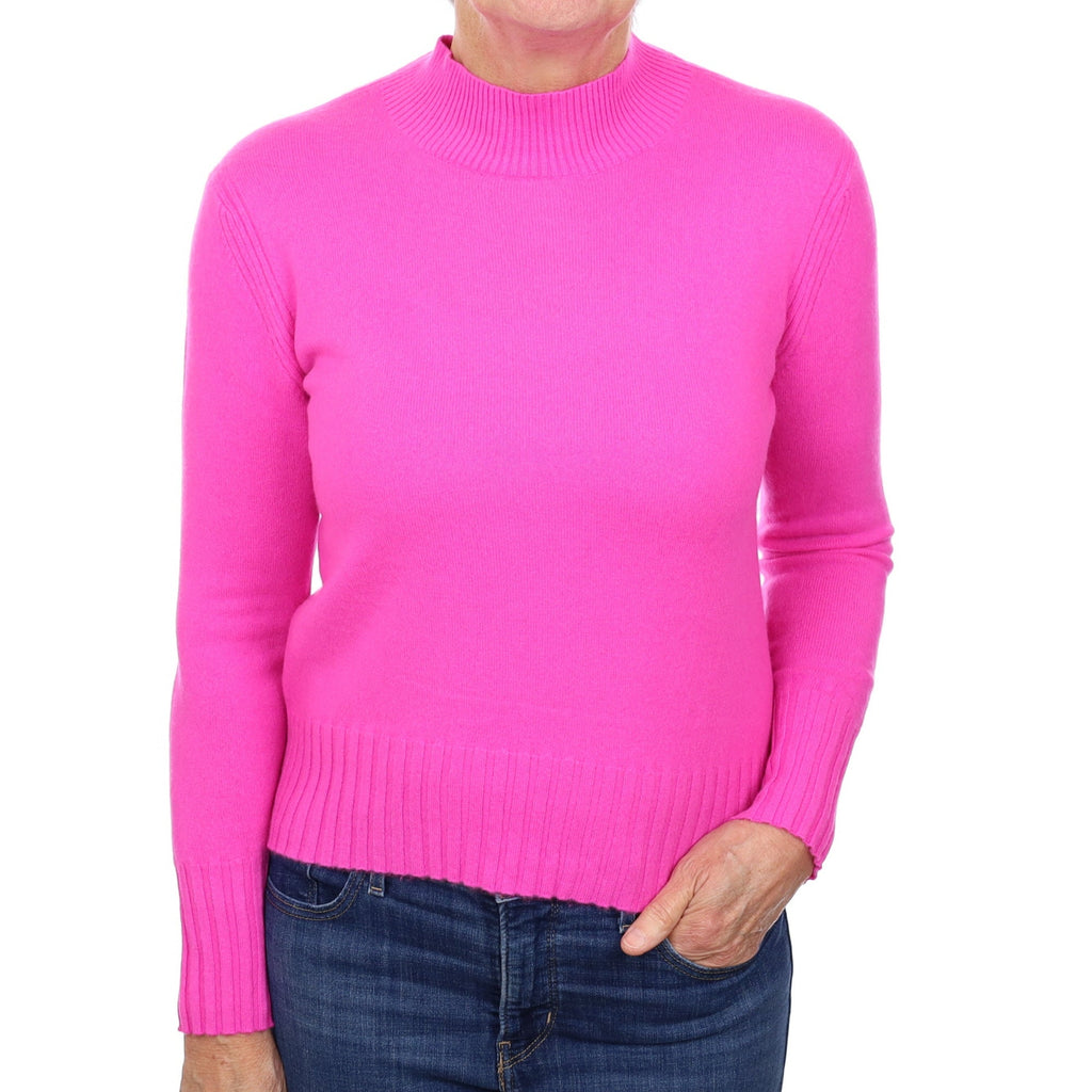Neon Pink Cashmere Turtle Neck Jumper Medium