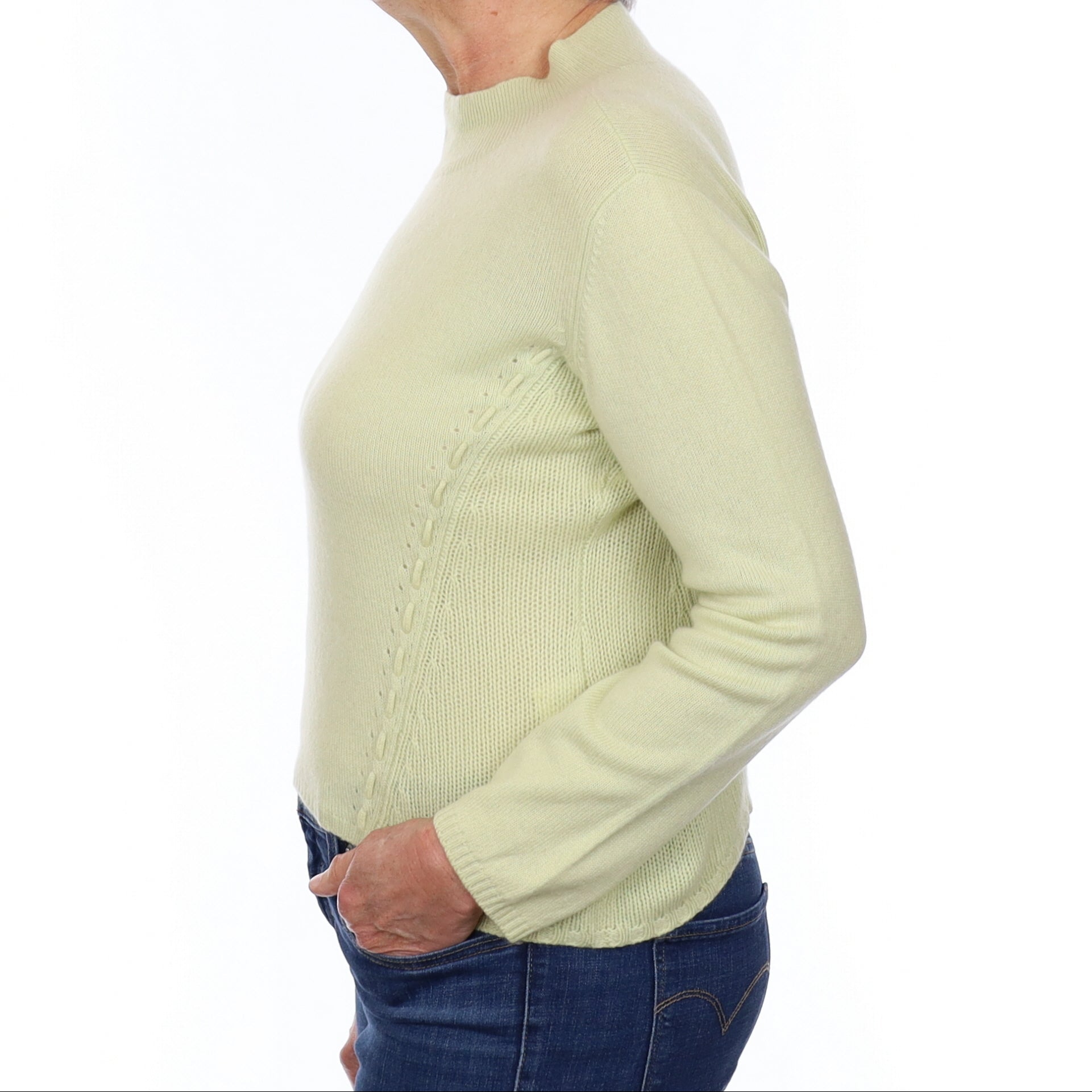 Soft Lime Green Cashmere Turtle Neck Jumper Medium