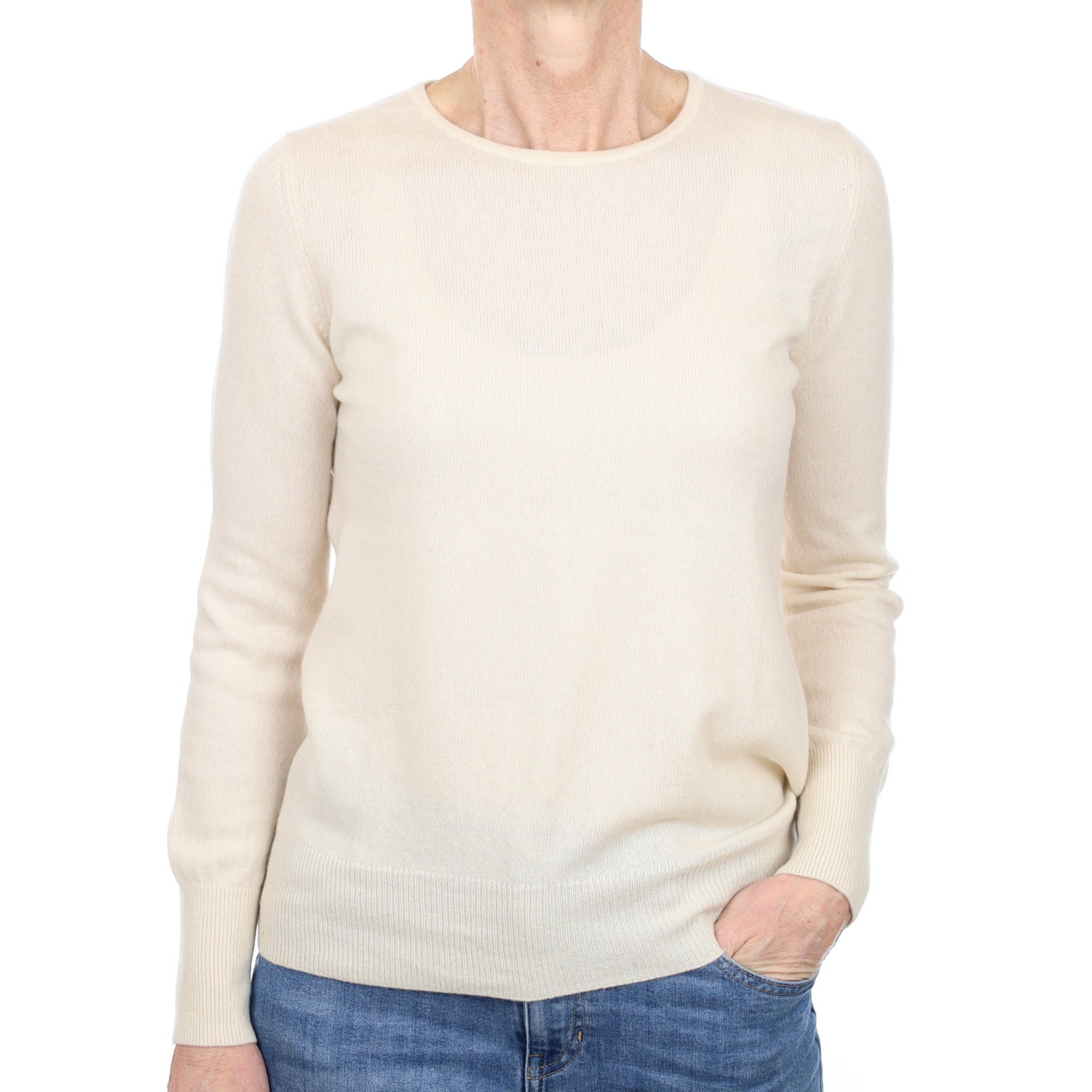 Vanilla Cream Cashmere Crew Neck Jumper Small