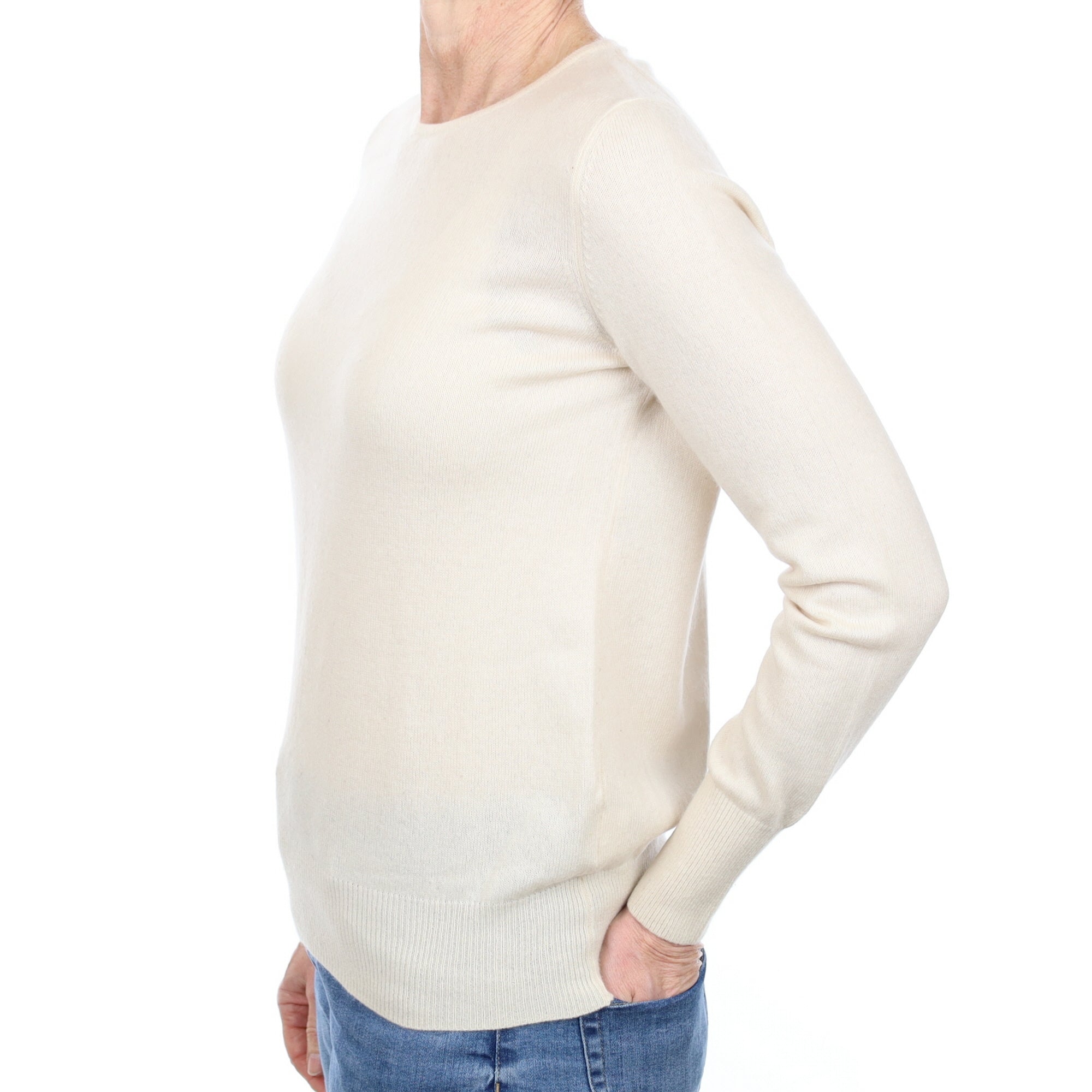 Vanilla Cream Cashmere Crew Neck Jumper Small