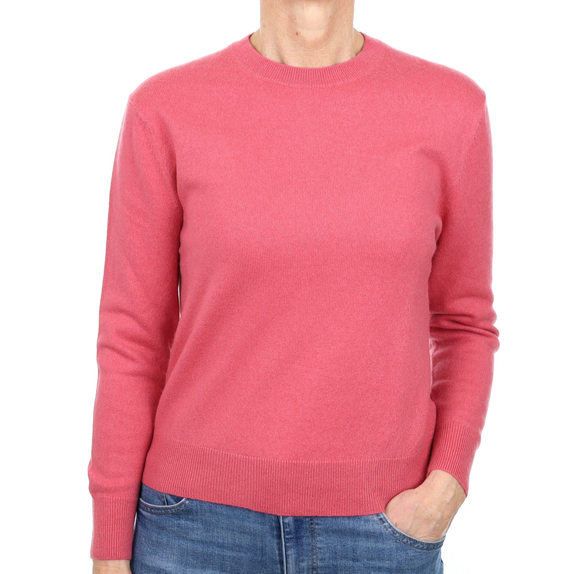 Rose Pink Cashmere Crew Neck Jumper Small