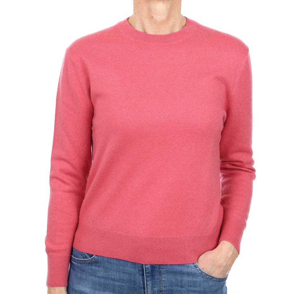 Rose Pink Cashmere Crew Neck Jumper Small