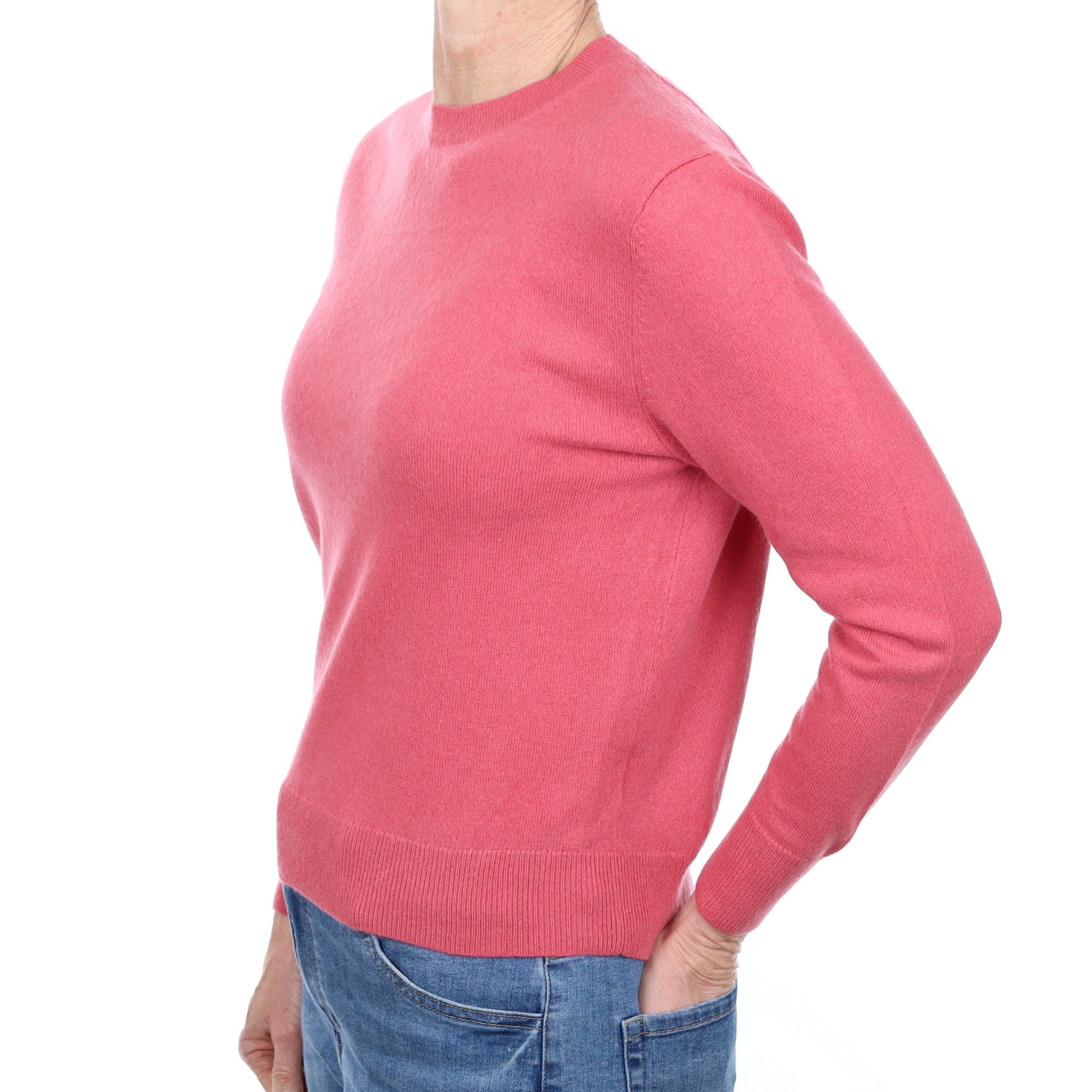 Rose Pink Cashmere Crew Neck Jumper Small