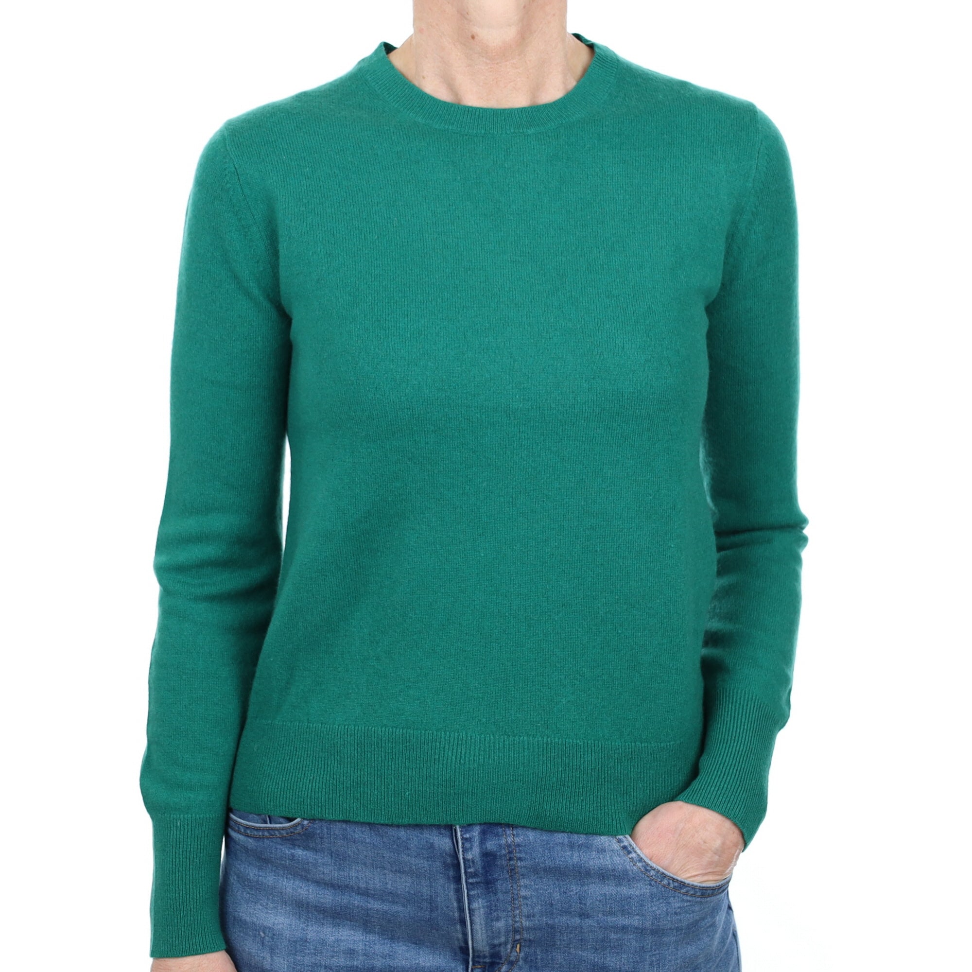Emerald Green Cashmere Crew Neck Jumper Small