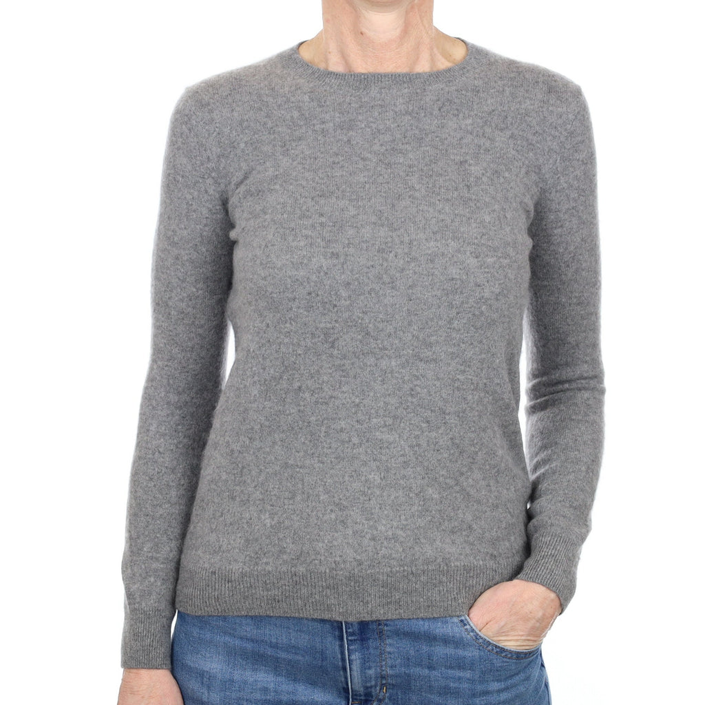 Ash Grey Cashmere Crew Neck Jumper Small