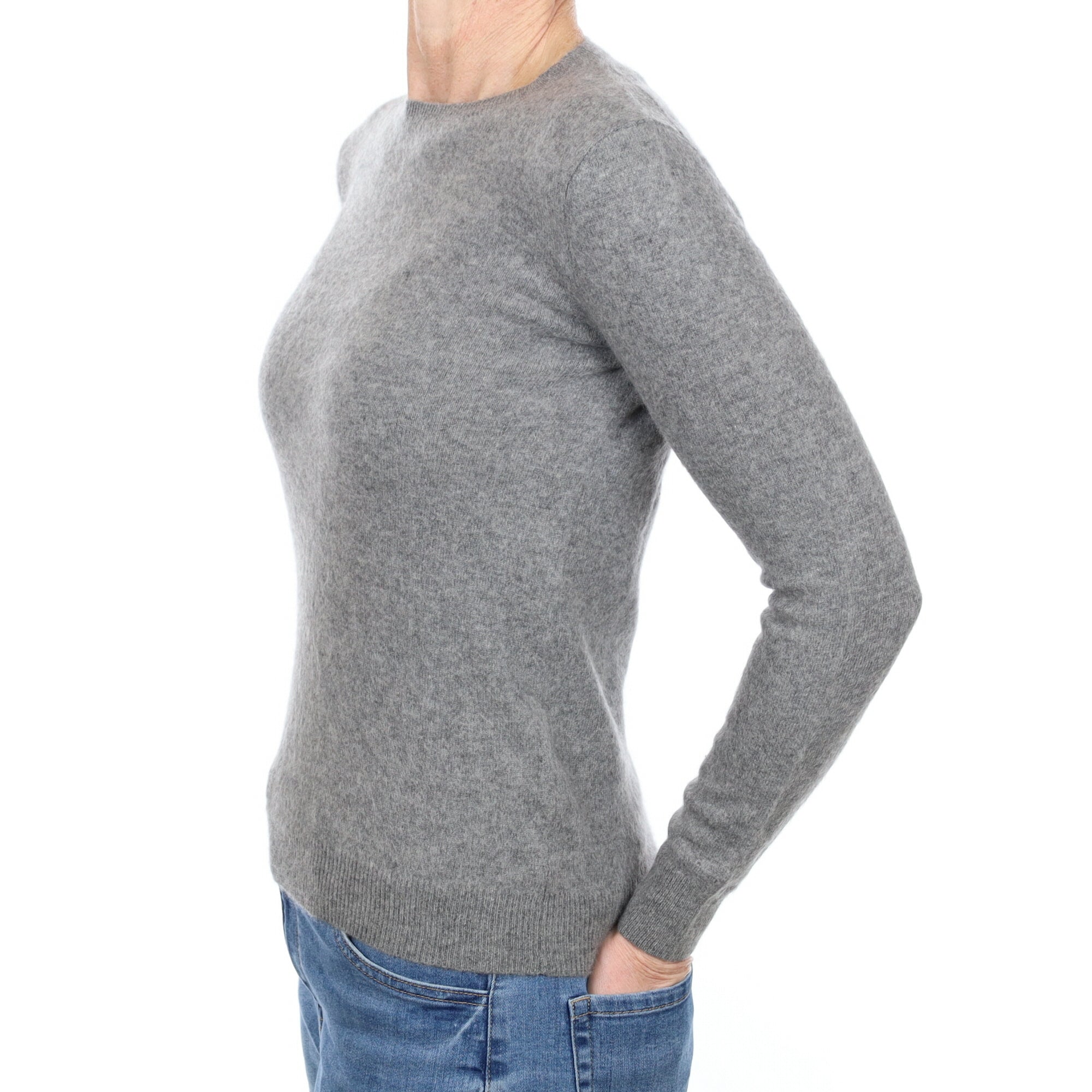 Ash Grey Cashmere Crew Neck Jumper Small
