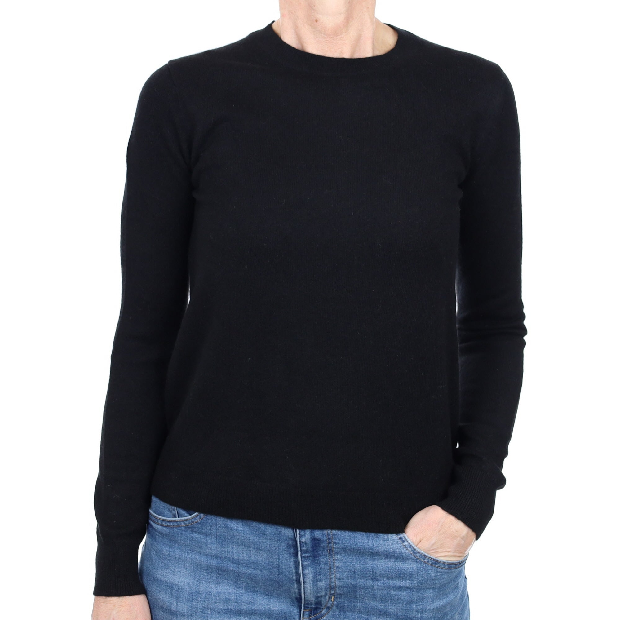 Black Cashmere Crew Neck Jumper Small