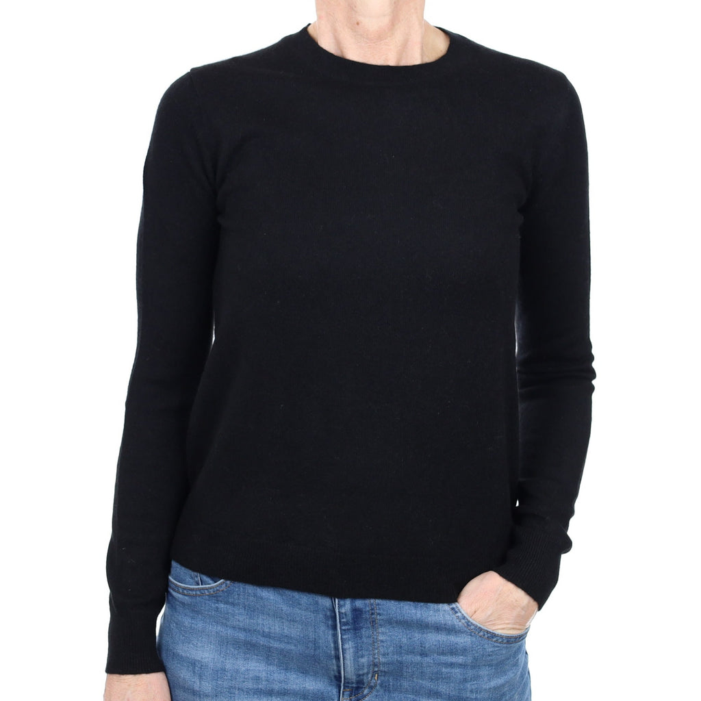 Black Cashmere Crew Neck Jumper Small