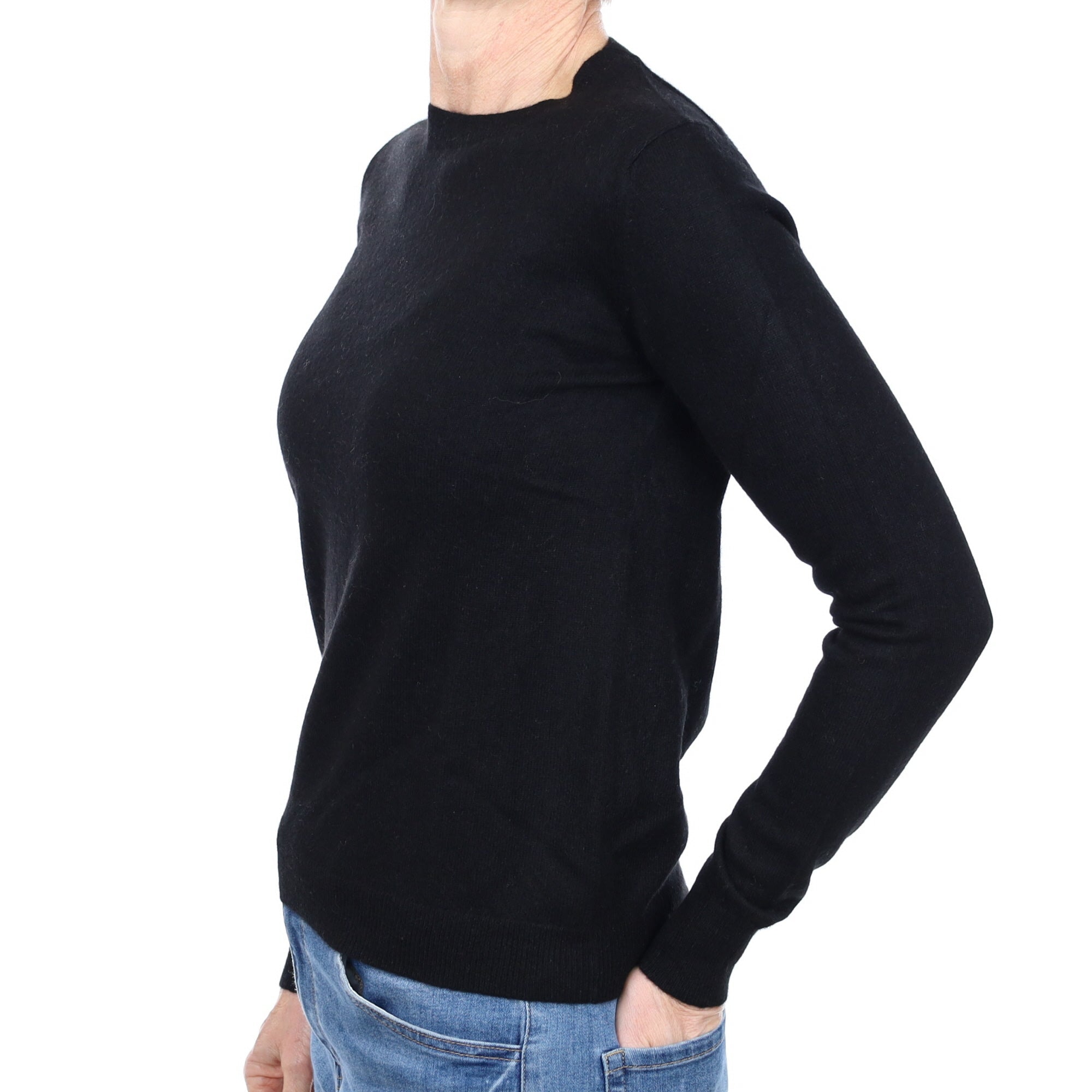 Black Cashmere Crew Neck Jumper Small