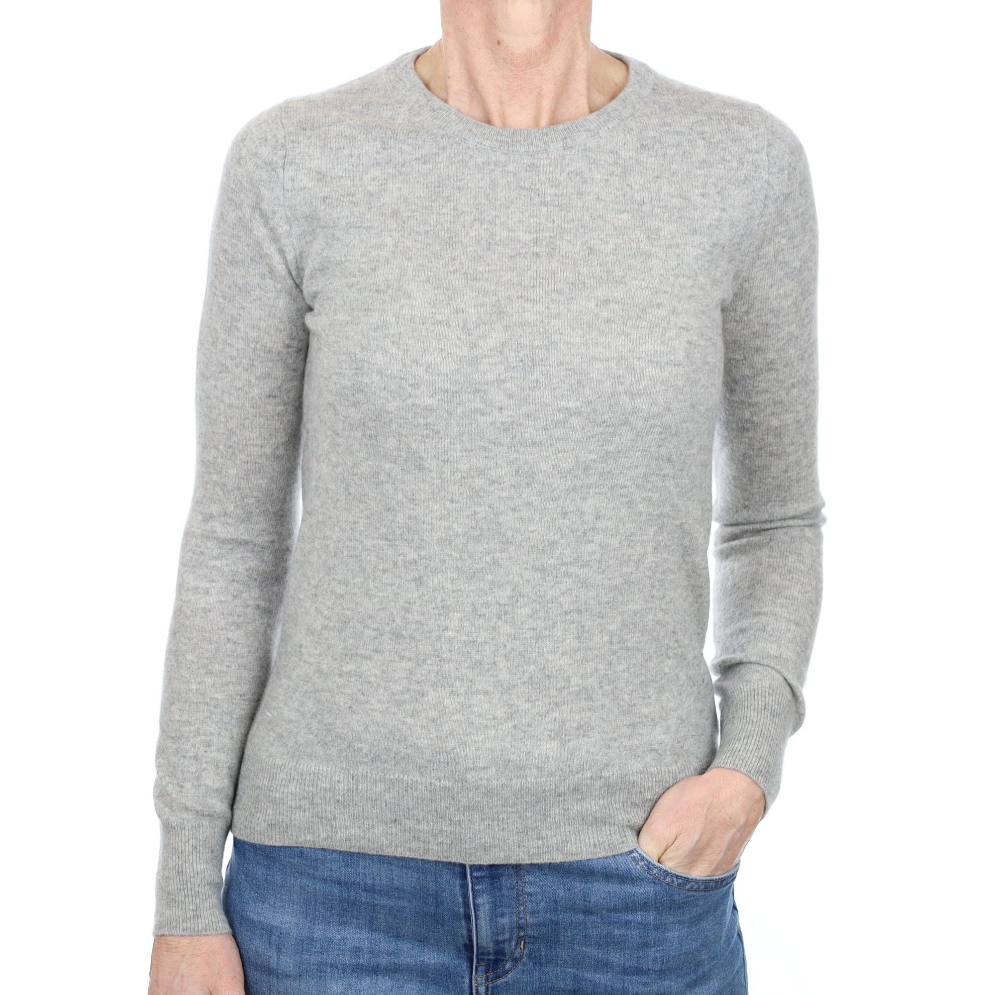 Smoke Grey Cashmere Crew Neck Jumper Small