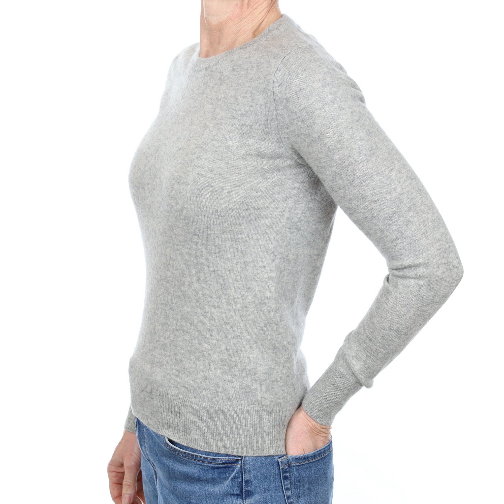 Smoke Grey Cashmere Crew Neck Jumper Small
