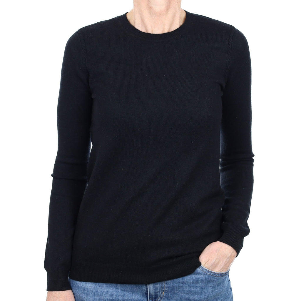 Black Cashmere Crew Neck Jumper Small