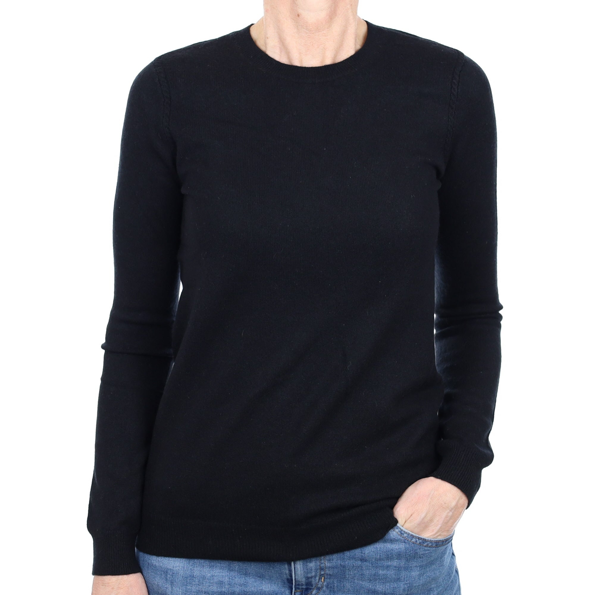Black Cashmere Crew Neck Jumper Small
