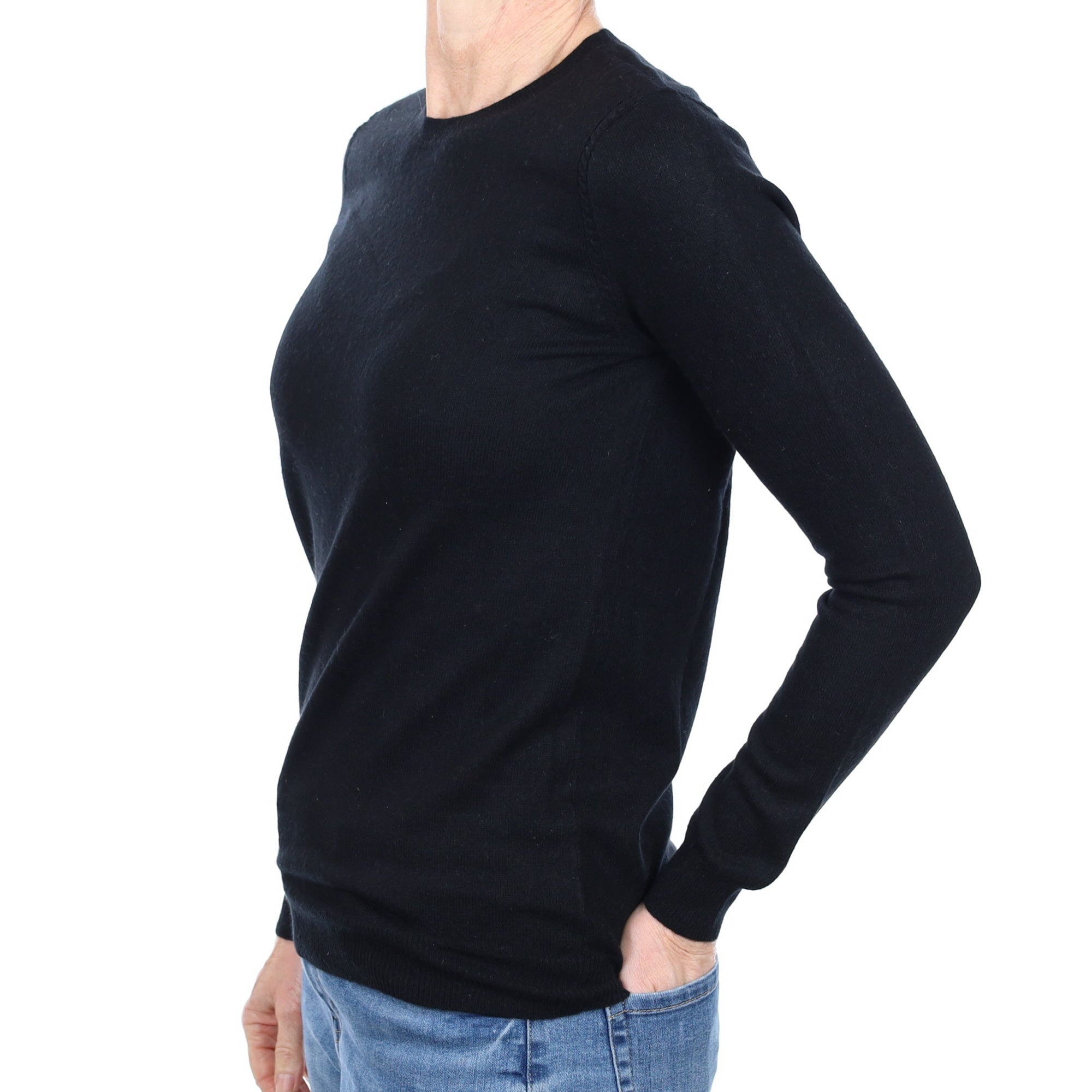 Black Cashmere Crew Neck Jumper Small