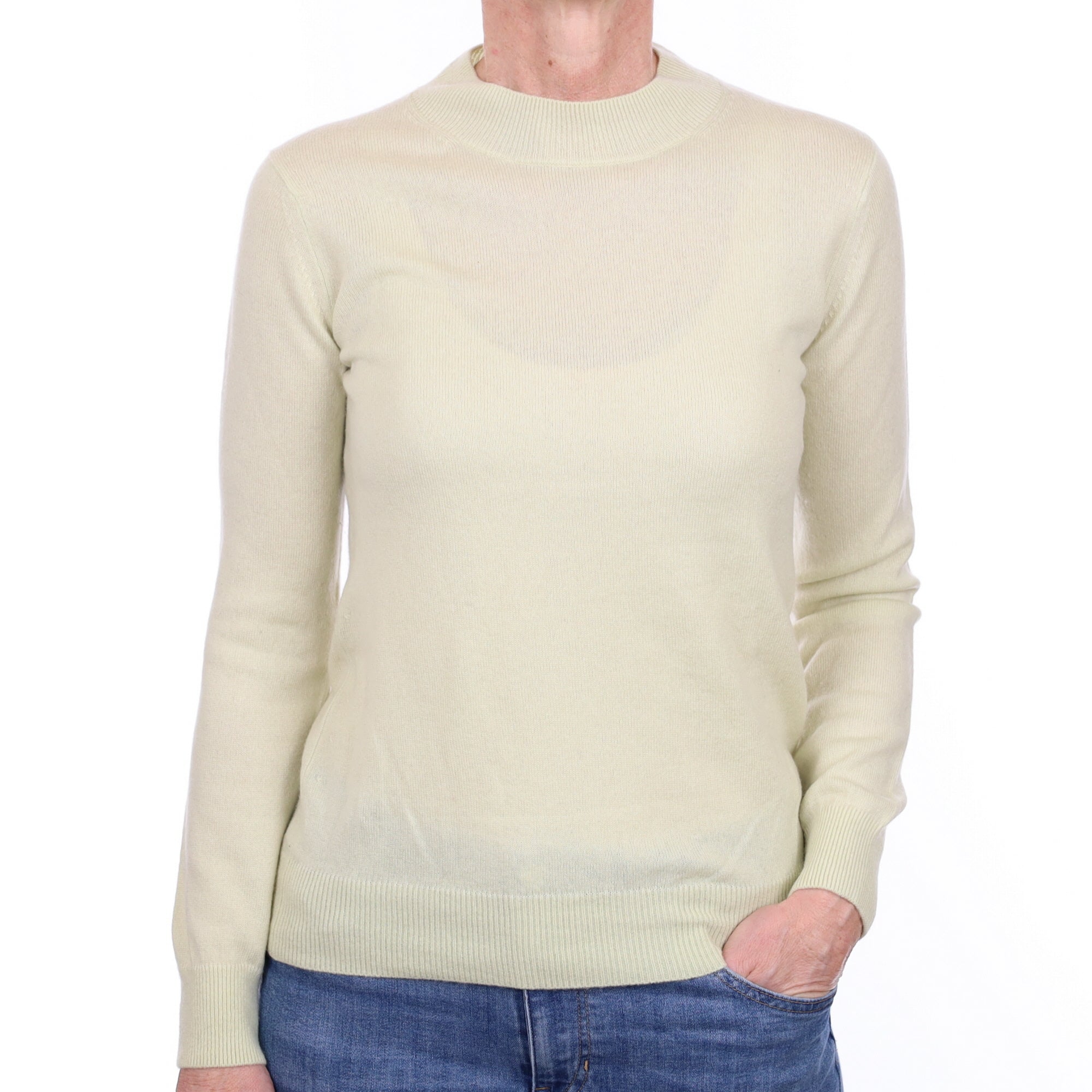 Soft Lime Cashmere Turtle Neck Jumper Small
