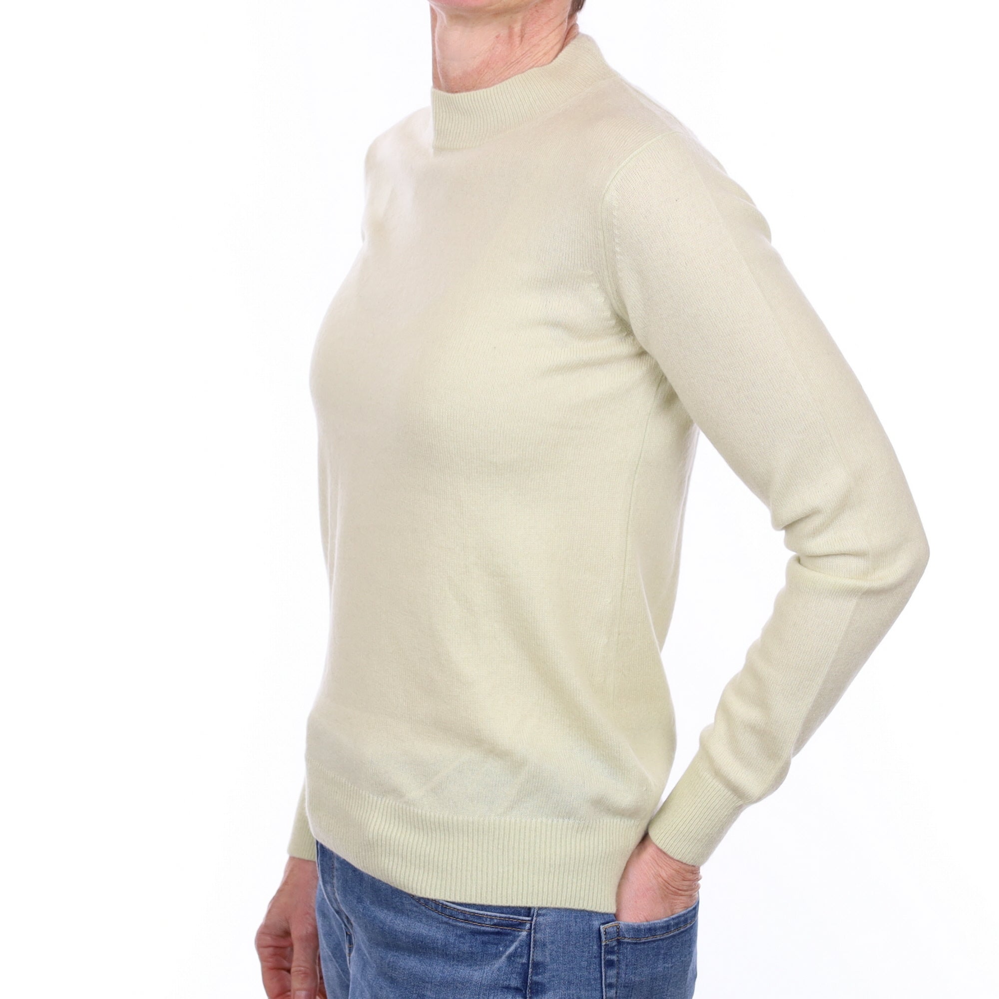 Soft Lime Cashmere Turtle Neck Jumper Small