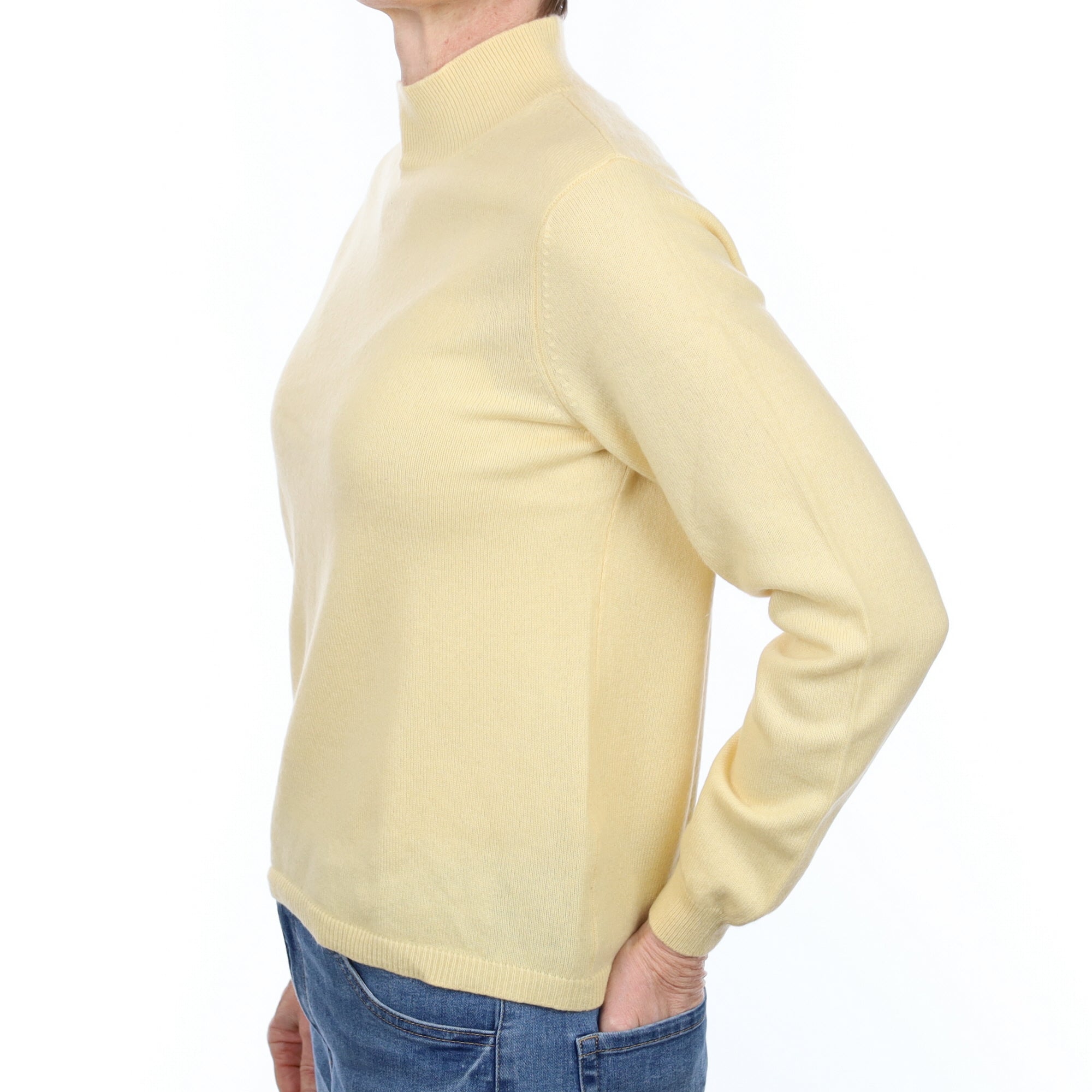 Custard Yellow Cashmere Turtle Neck Jumper Small