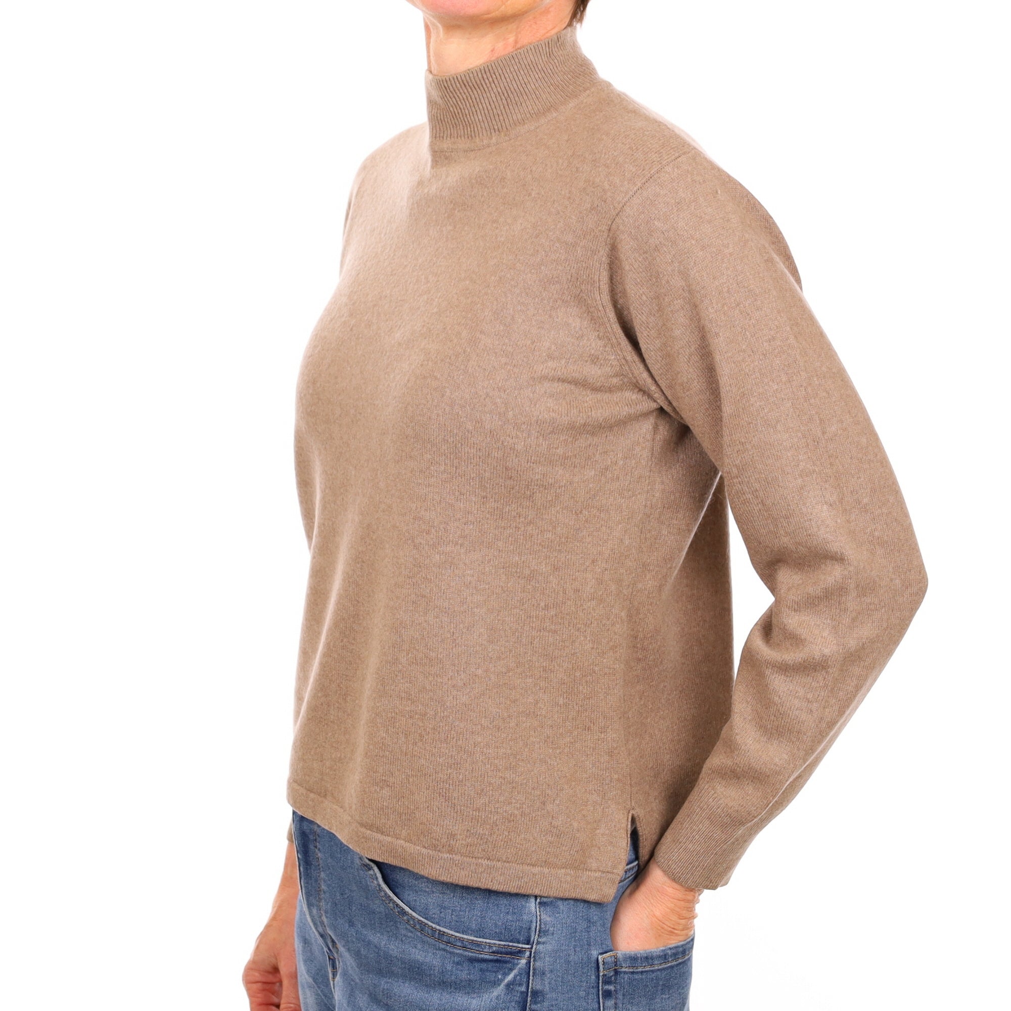 Mink Brown Cashmere Turtle Neck Jumper Small