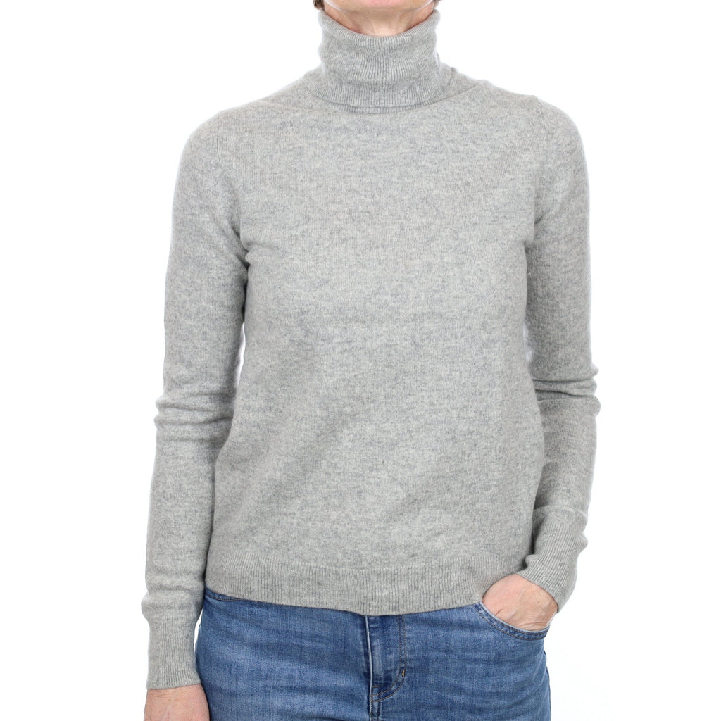 Smoke Grey Cashmere Polo Neck Jumper Small