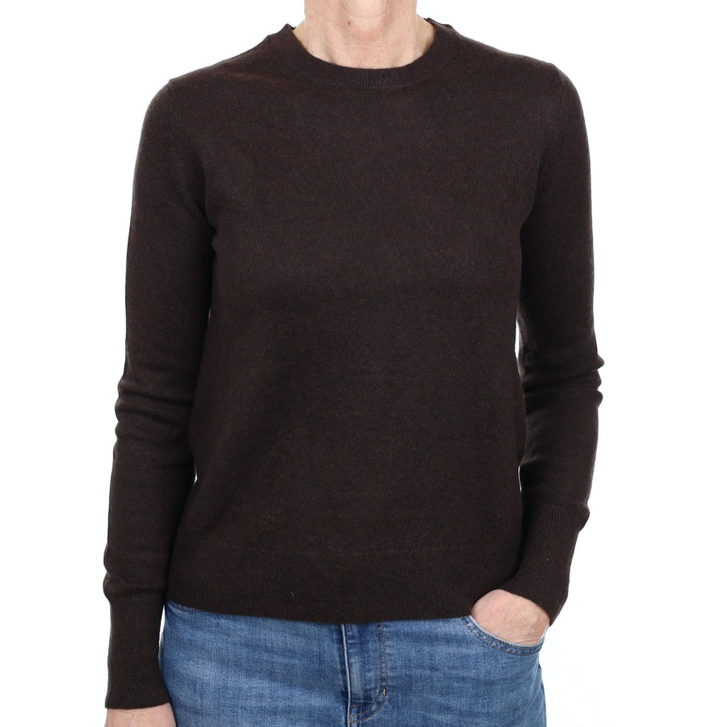 Dark Chocolate Cashmere Crew Neck Jumper Small