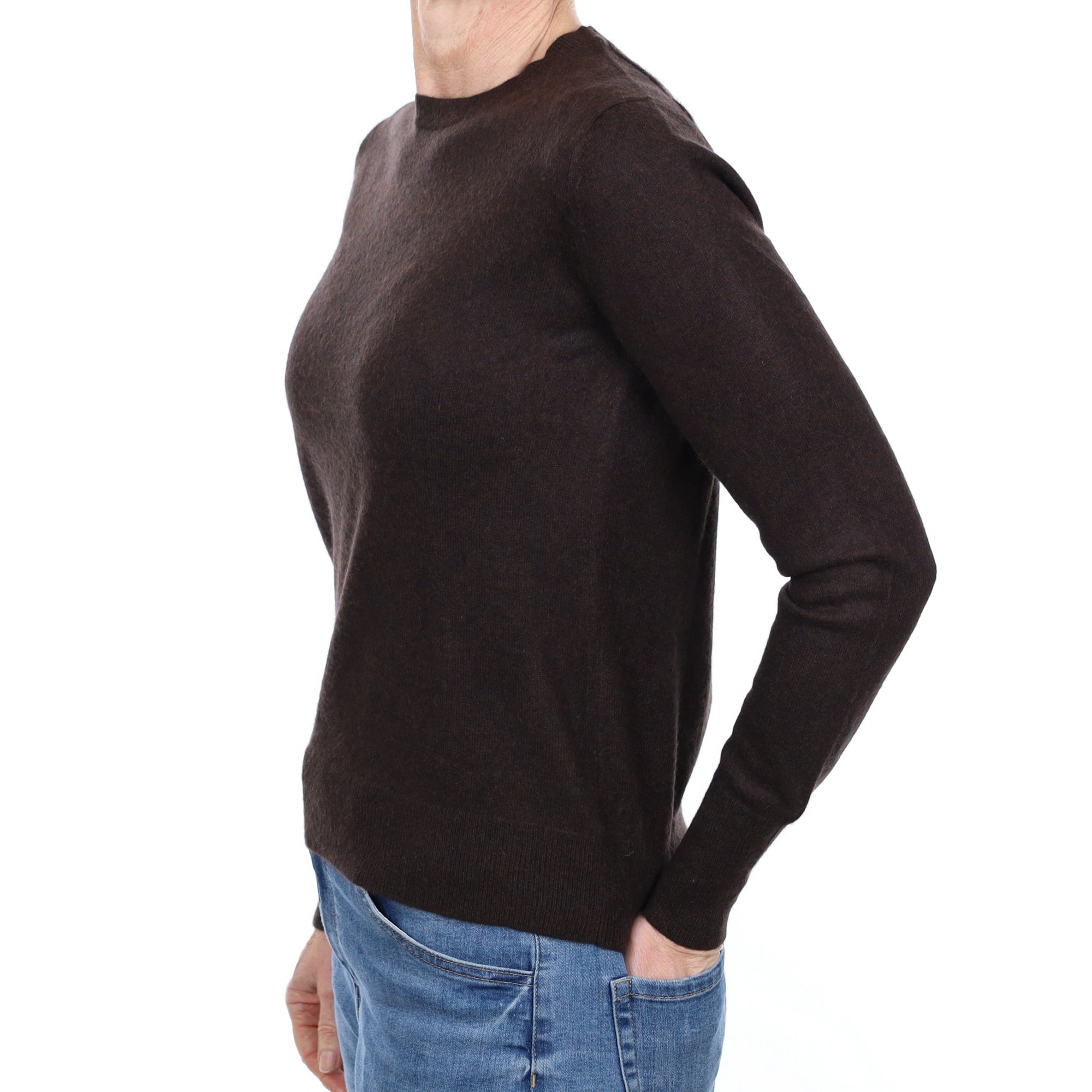 Dark Chocolate Cashmere Crew Neck Jumper Small