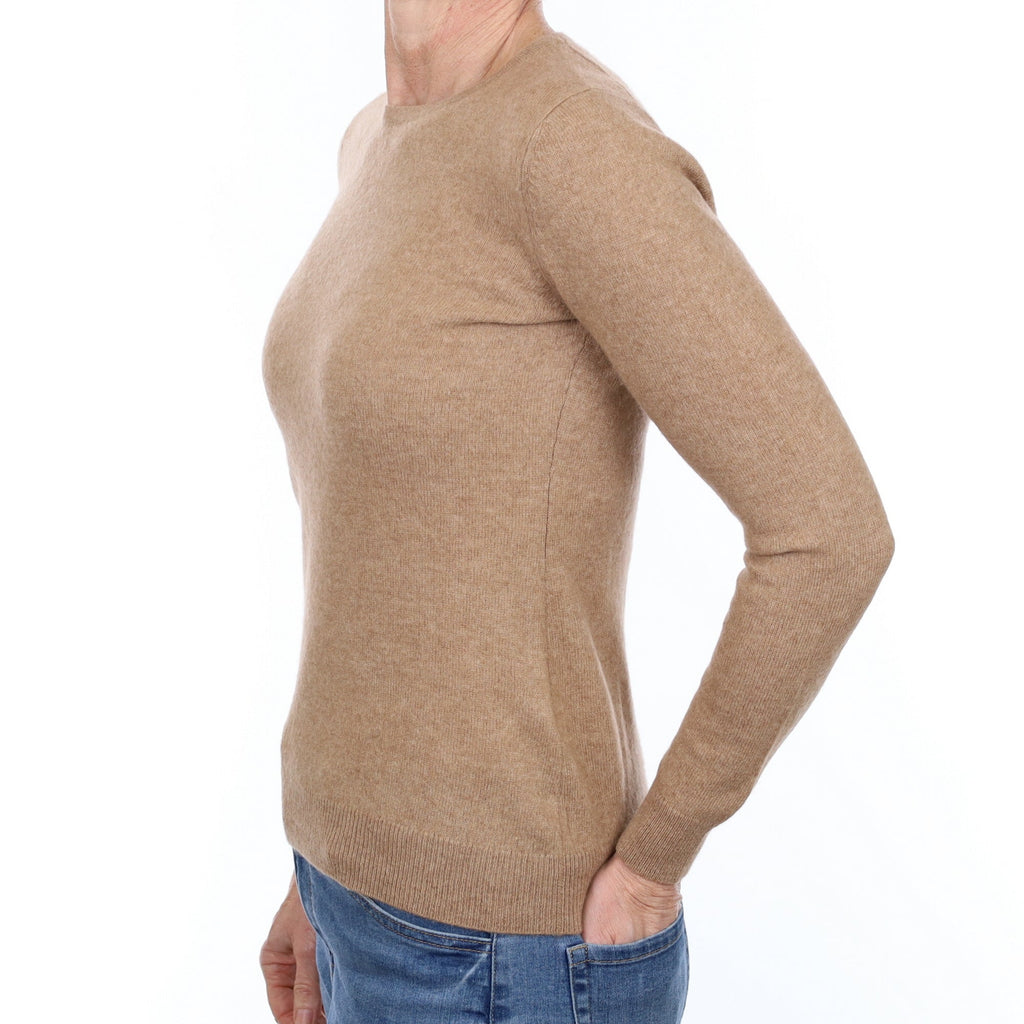Fudge Brown Cashmere Crew Neck Jumper Small