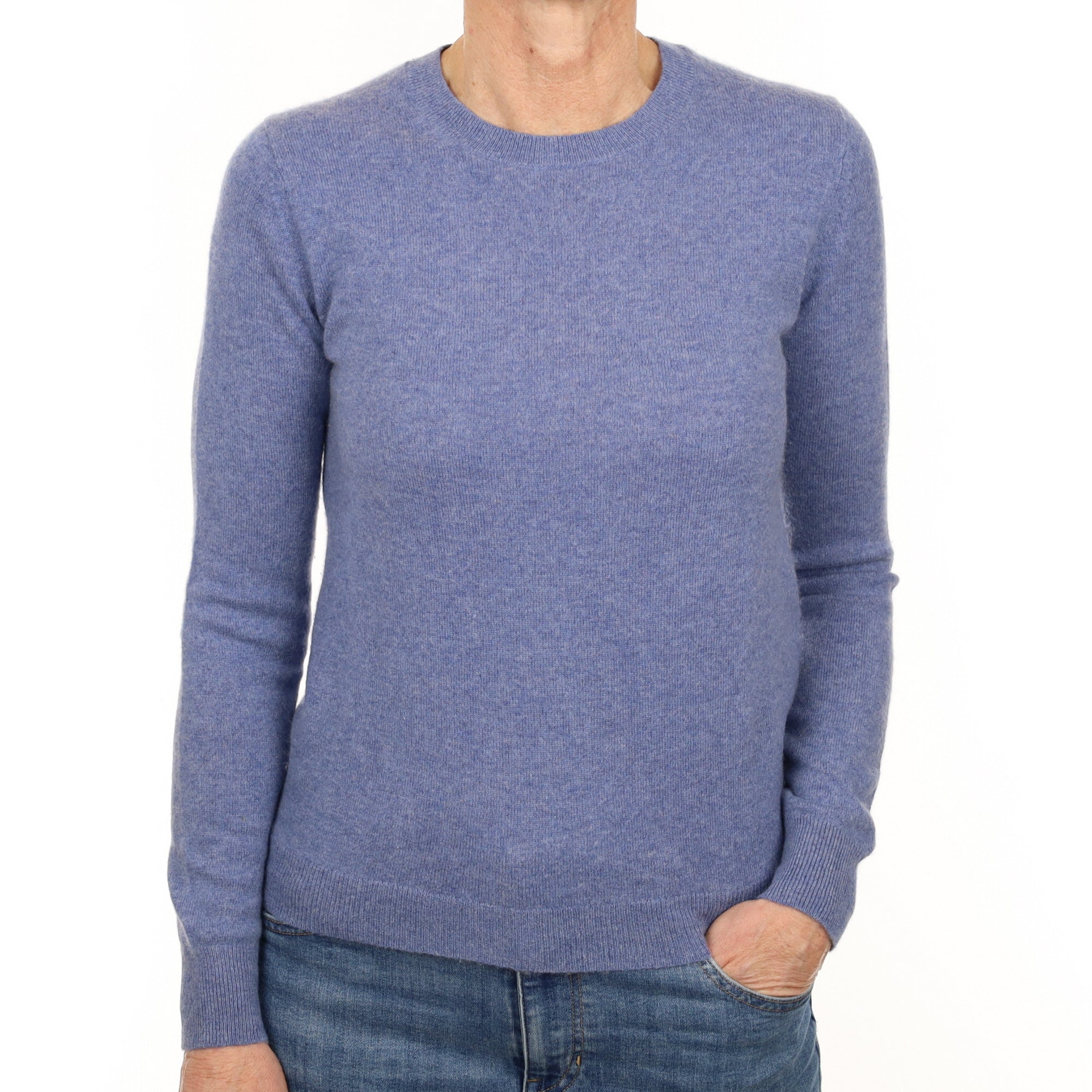 Denim Blue Cashmere Crew Neck Jumper Small