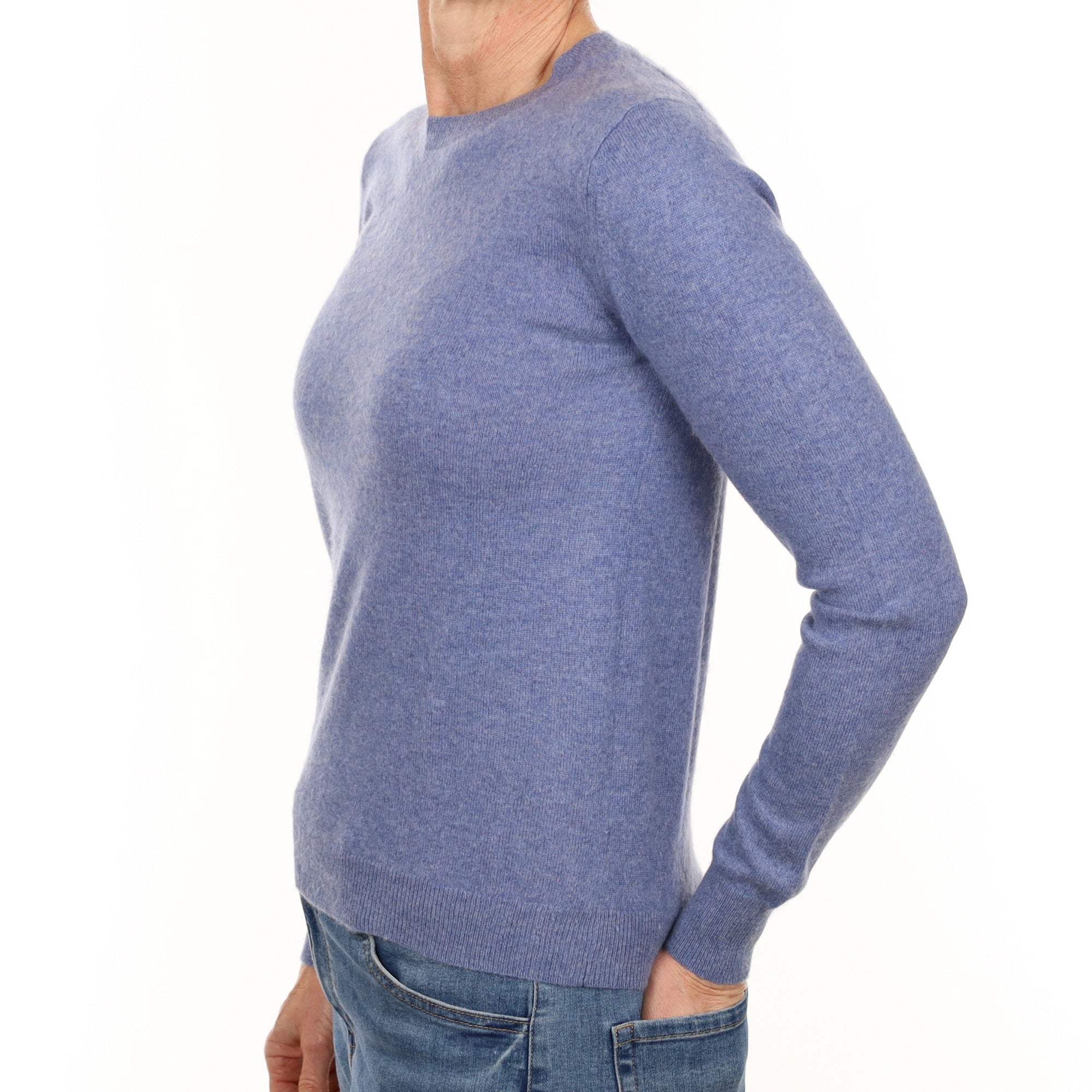 Denim Blue Cashmere Crew Neck Jumper Small