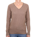 Mocha Brown Cashmere V Neck Jumper Small