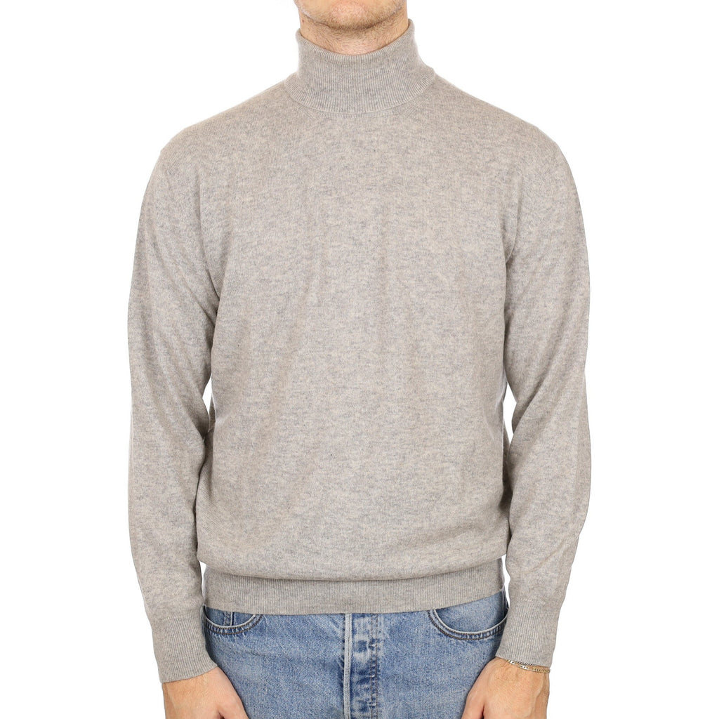 Men's Smoke Grey Cashmere Polo Neck Jumper Medium