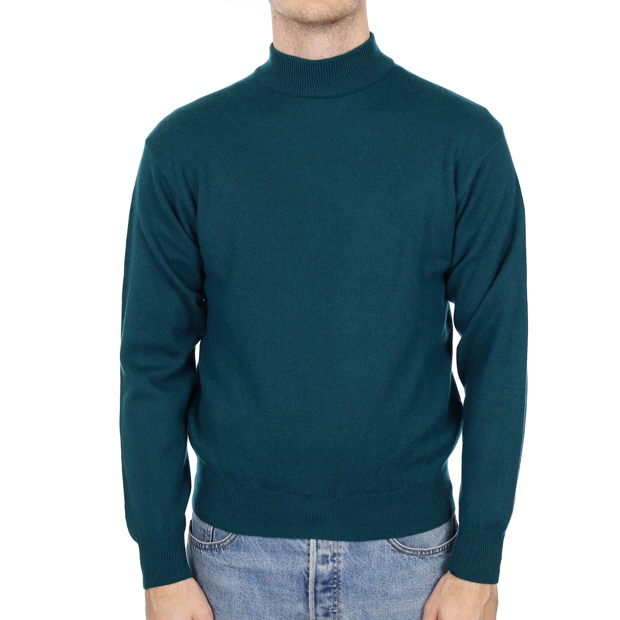 Men's Forest Green Cashmere Turtle Neck Jumper Medium