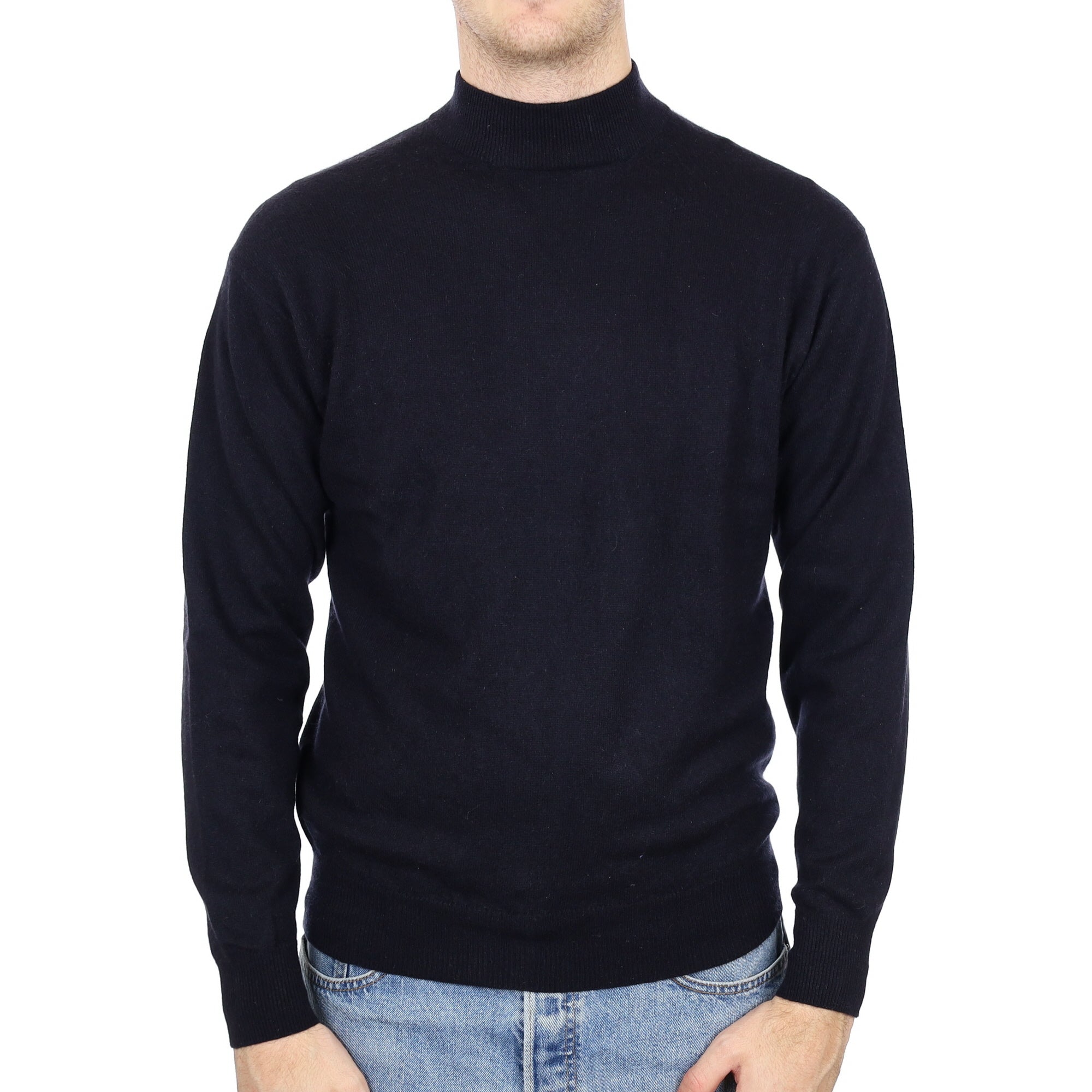 Men's Black Cashmere Turtle Neck Jumper Medium