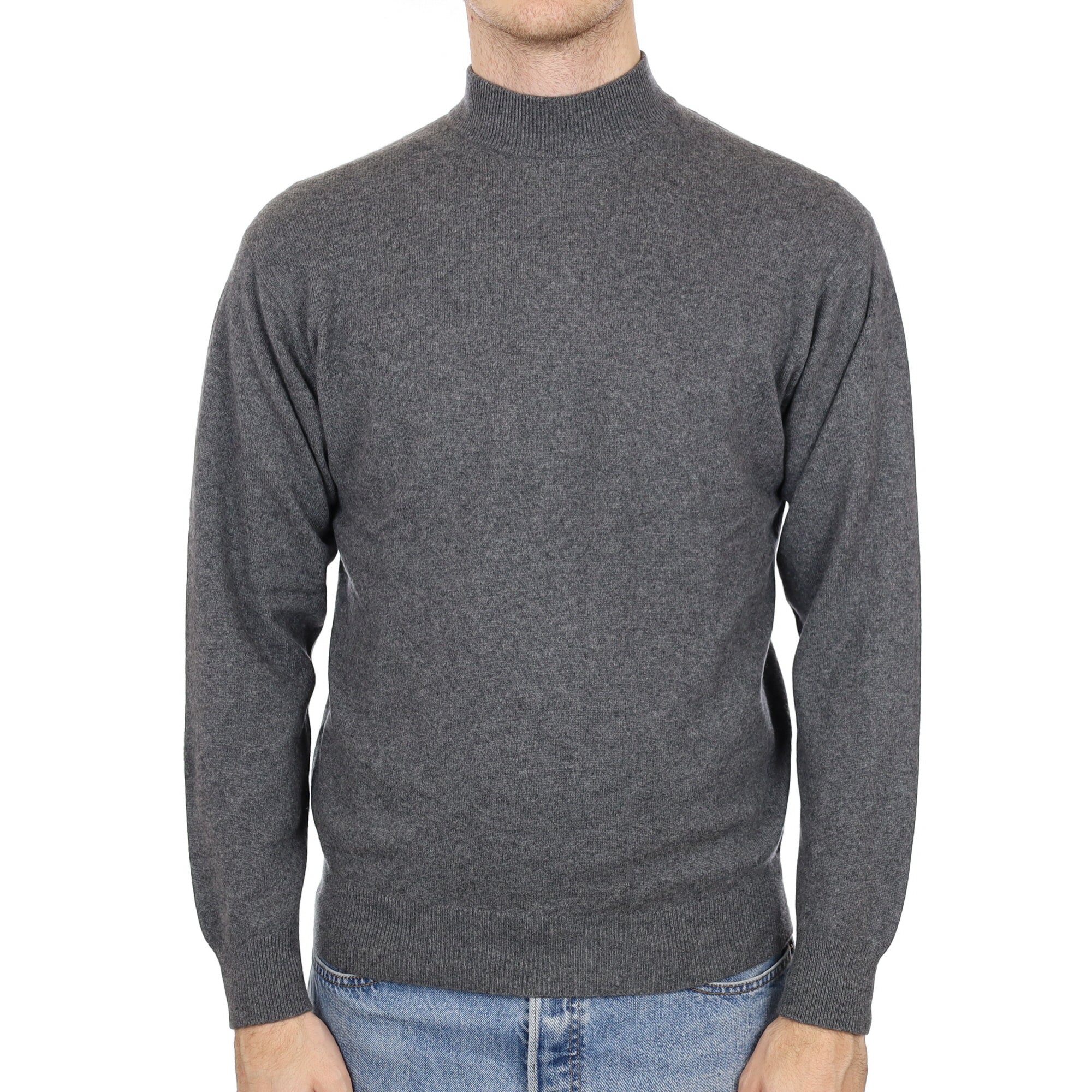 Men's Slate grey Cashmere Turtle Neck Jumper Medium