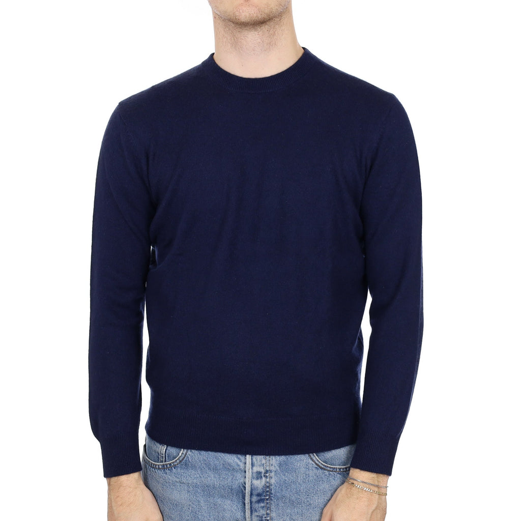 Men's Navy Blue Cashmere Crew Neck Jumper Medium