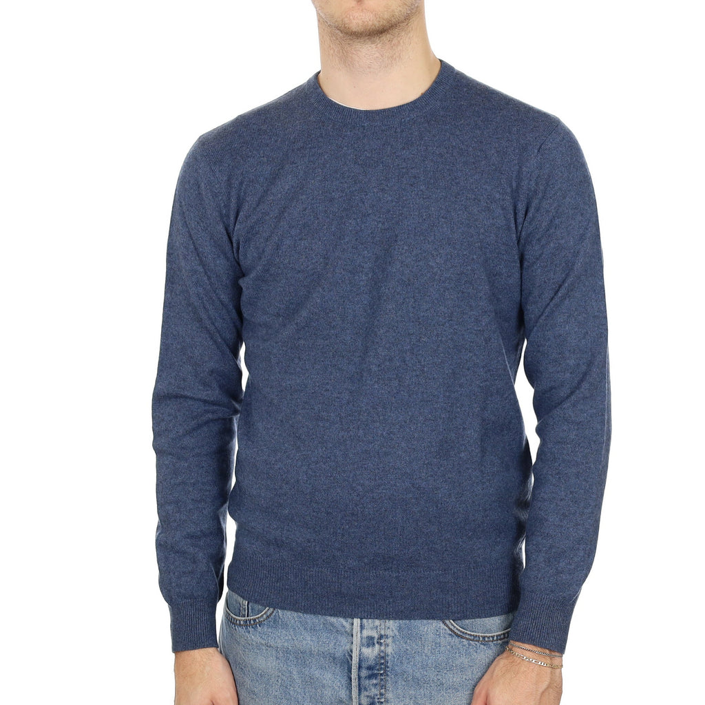 Men's Naval Blue Cashmere Crew Neck Jumper Medium