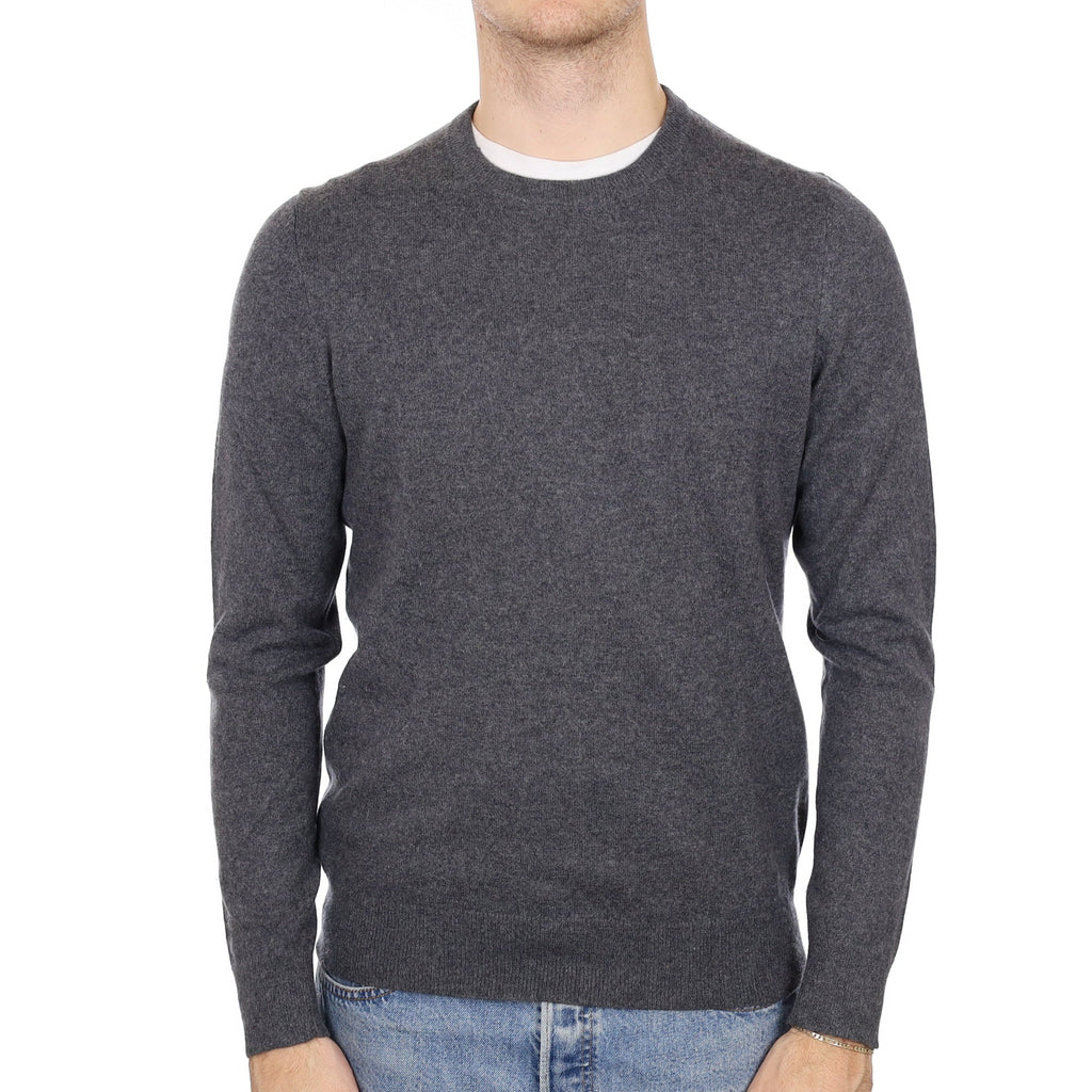 Men's Smoke Grey Cashmere Crew Neck Jumper Medium