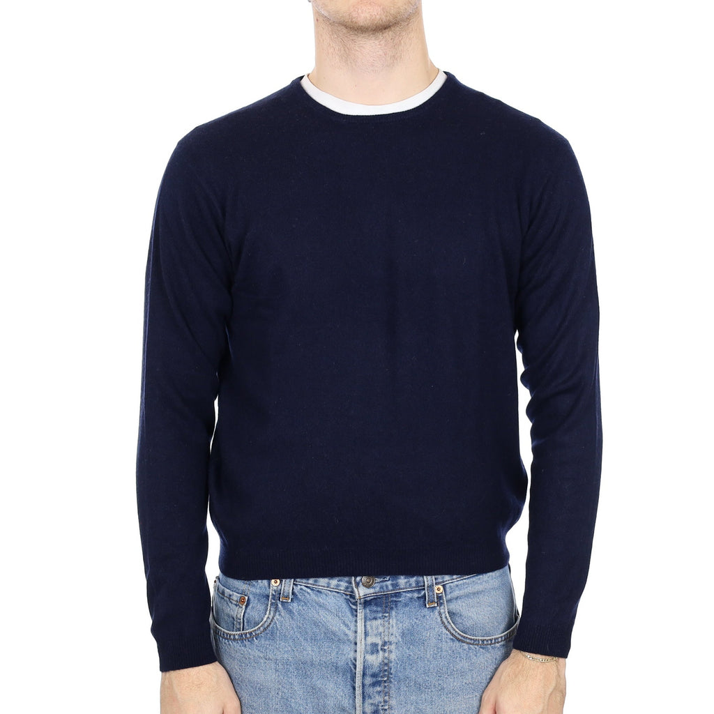 Men's Navy Blue Cashmere Crew Neck Jumper Medium
