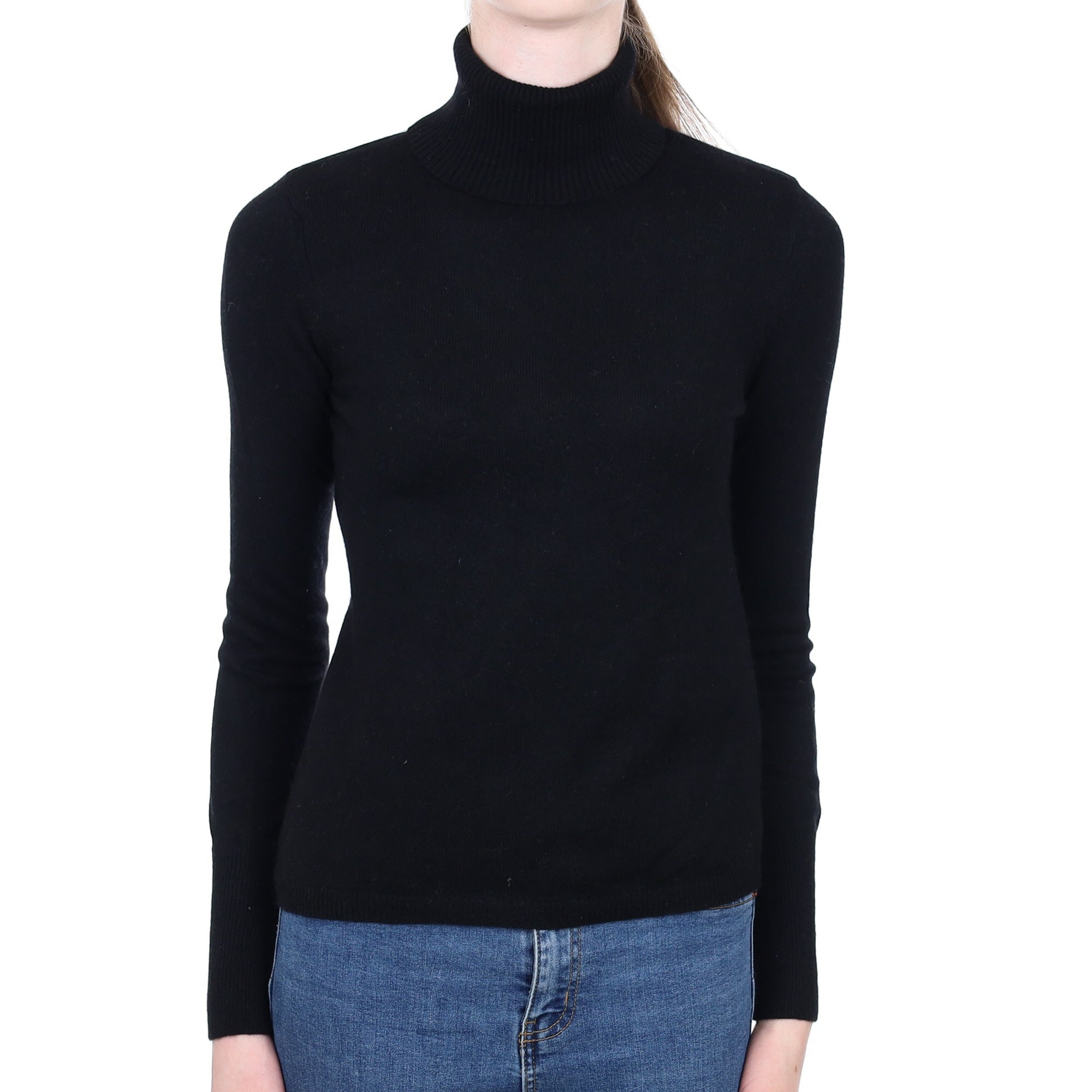 Black Cashmere Polo Neck Jumper Extra Small