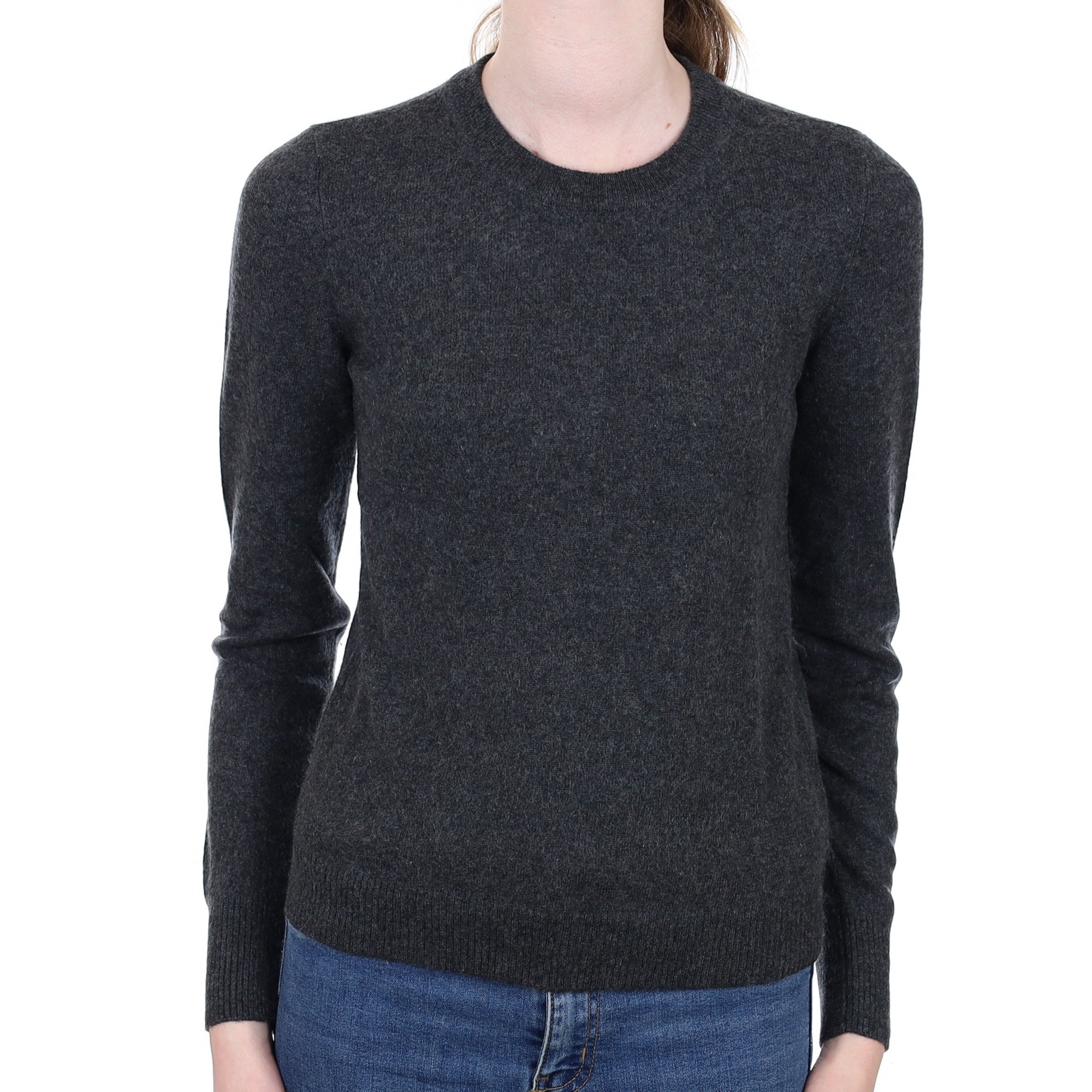 Charcoal Grey Cashmere Crew Neck Jumper Extra Small